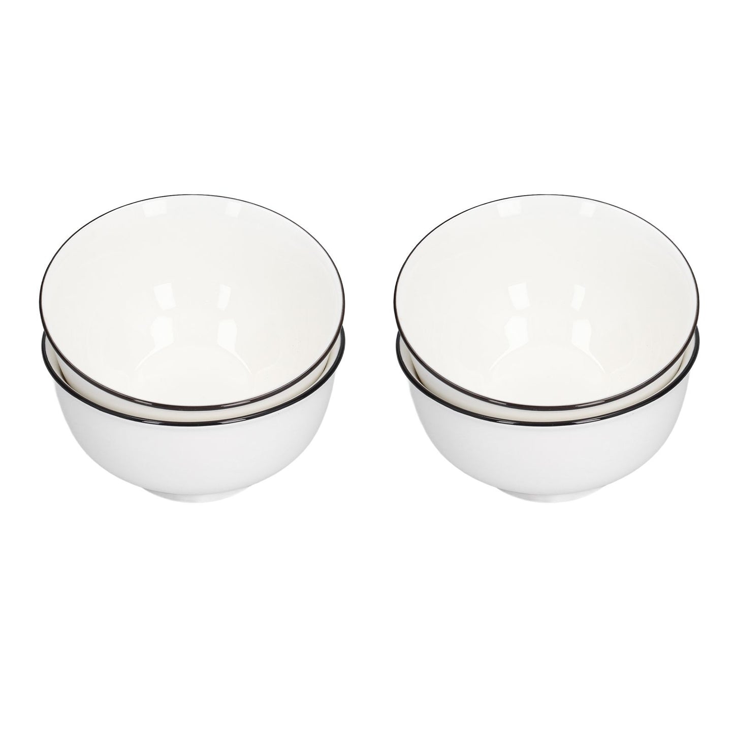 4PCS 6in Soup Bowl White Ceramic Noodle Bowl Eco Friendly Rice Bowl for Kitchen Restaurant