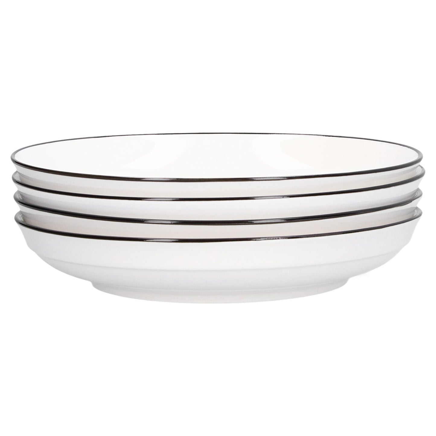 4Pcs Ceramic Dinner Plates Set Black Line Tableware 8 Inch Round Plate for Salads Steak Plate