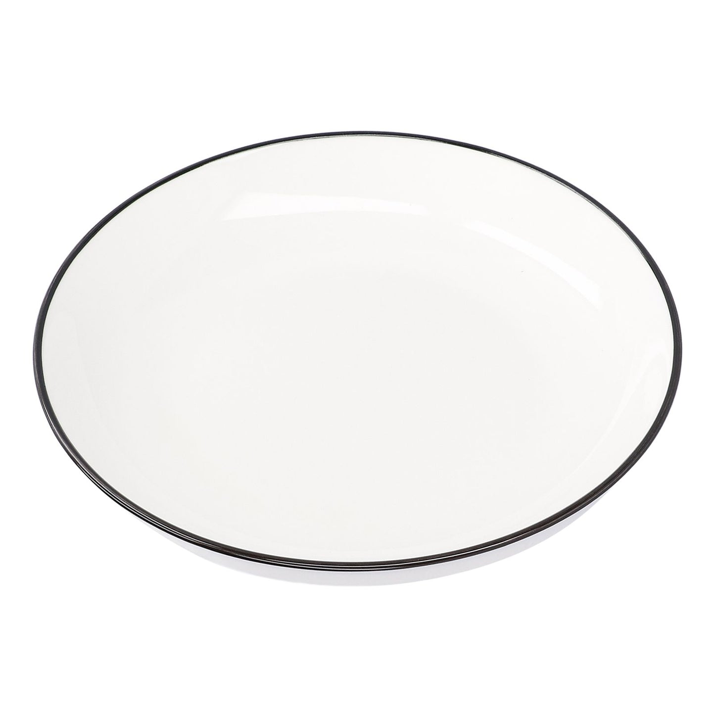4Pcs Ceramic Dinner Plates Set Black Line Tableware 8 Inch Round Plate for Salads Steak Plate