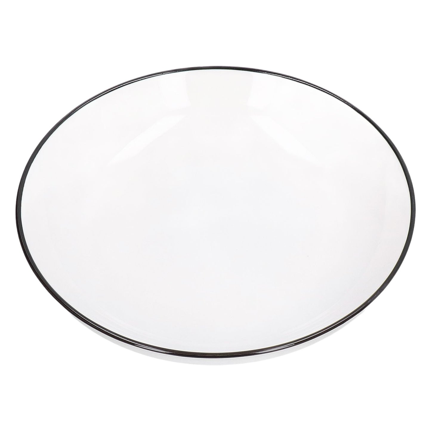 4Pcs Ceramic Dinner Plates Set Black Line Tableware 8 Inch Round Plate for Salads Steak Plate