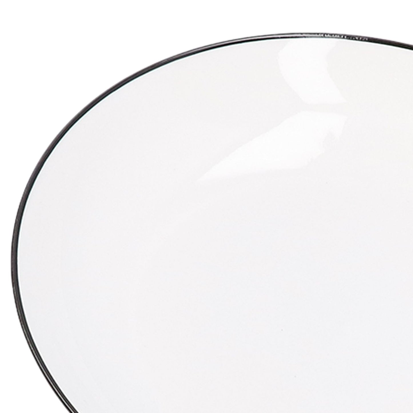 4Pcs Ceramic Dinner Plates Set Black Line Tableware 8 Inch Round Plate for Salads Steak Plate