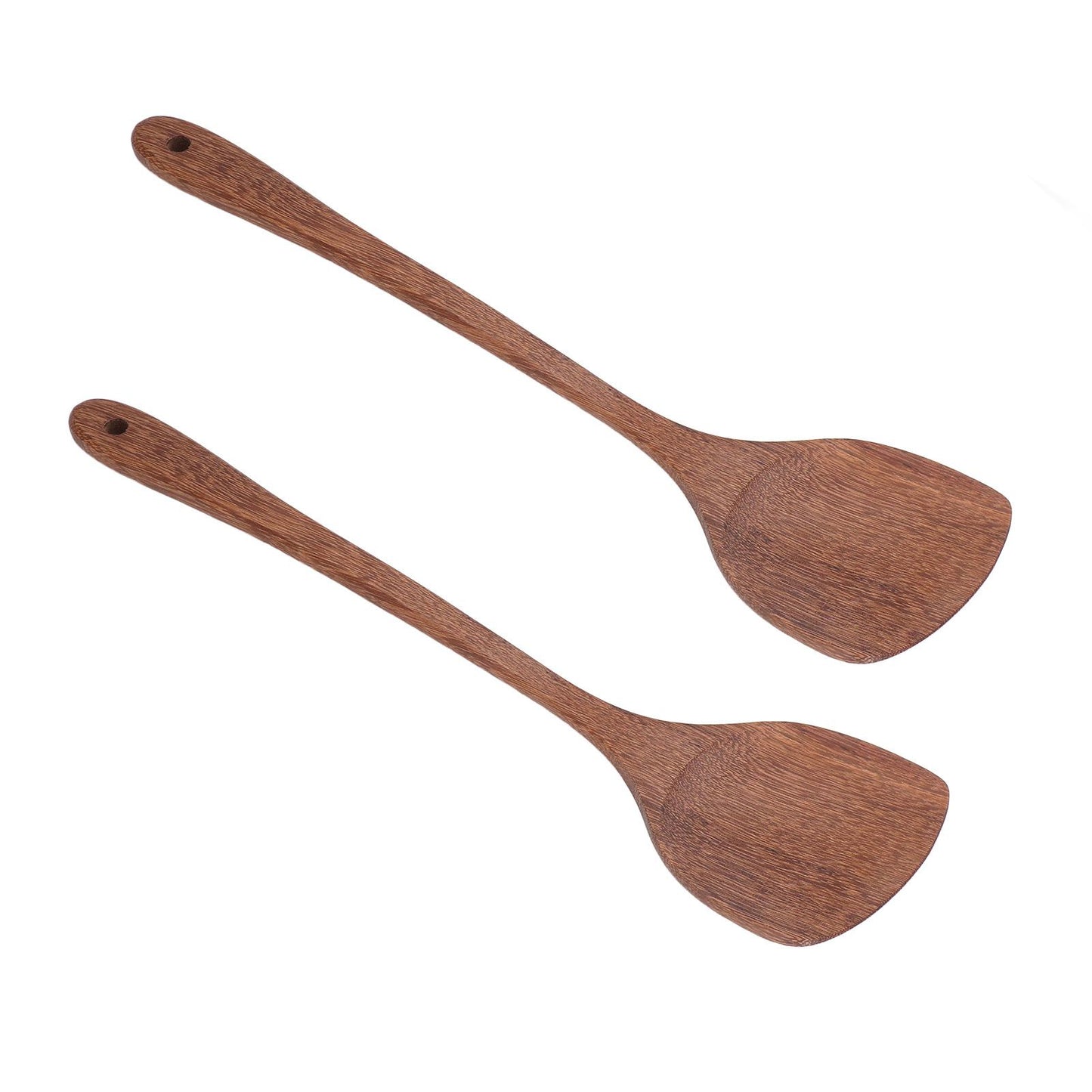 2pcs Wooden Spatula Household Hanging Long Handle Flat Wooden Spatula for Mixing and Turning38.5cm / 15.2in