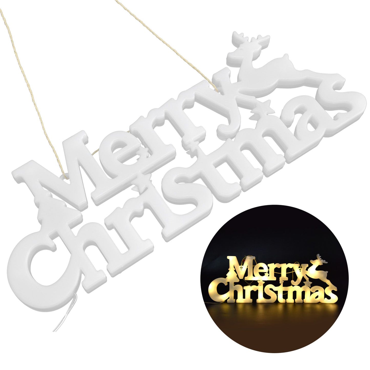 Letters Lights Christmas Fairy Lights LED Hanging Lamp with Battery Powered for Christmas Decorations