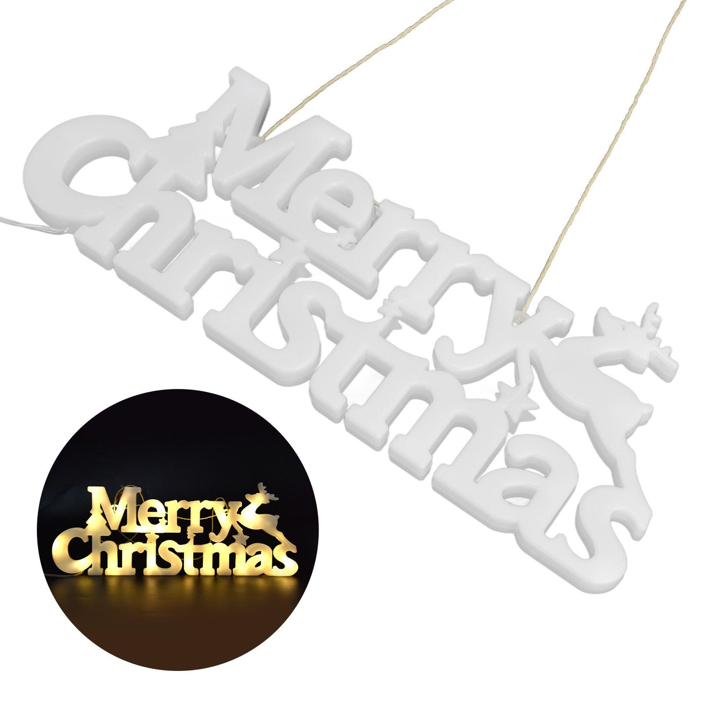 Letters Lights Christmas Fairy Lights LED Hanging Lamp with Battery Powered for Christmas Decorations