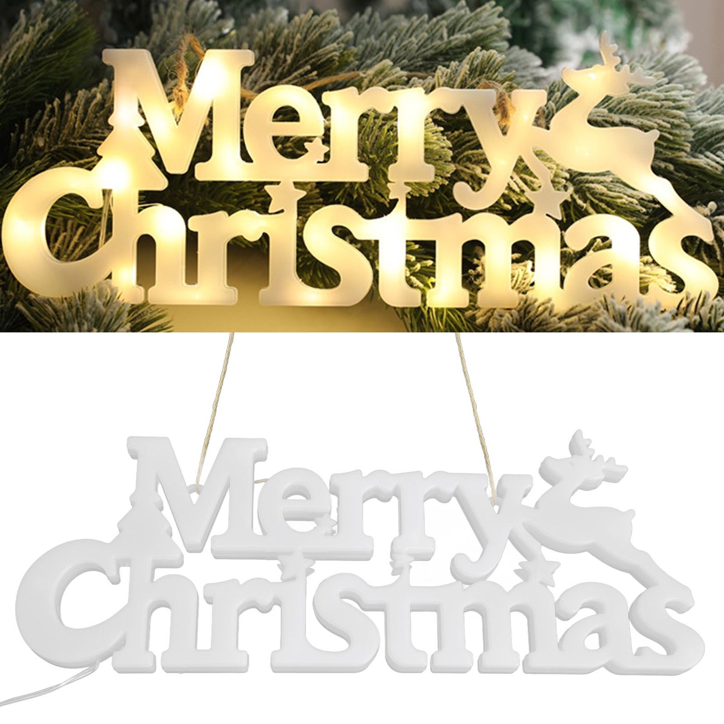 Letters Lights Christmas Fairy Lights LED Hanging Lamp with Battery Powered for Christmas Decorations