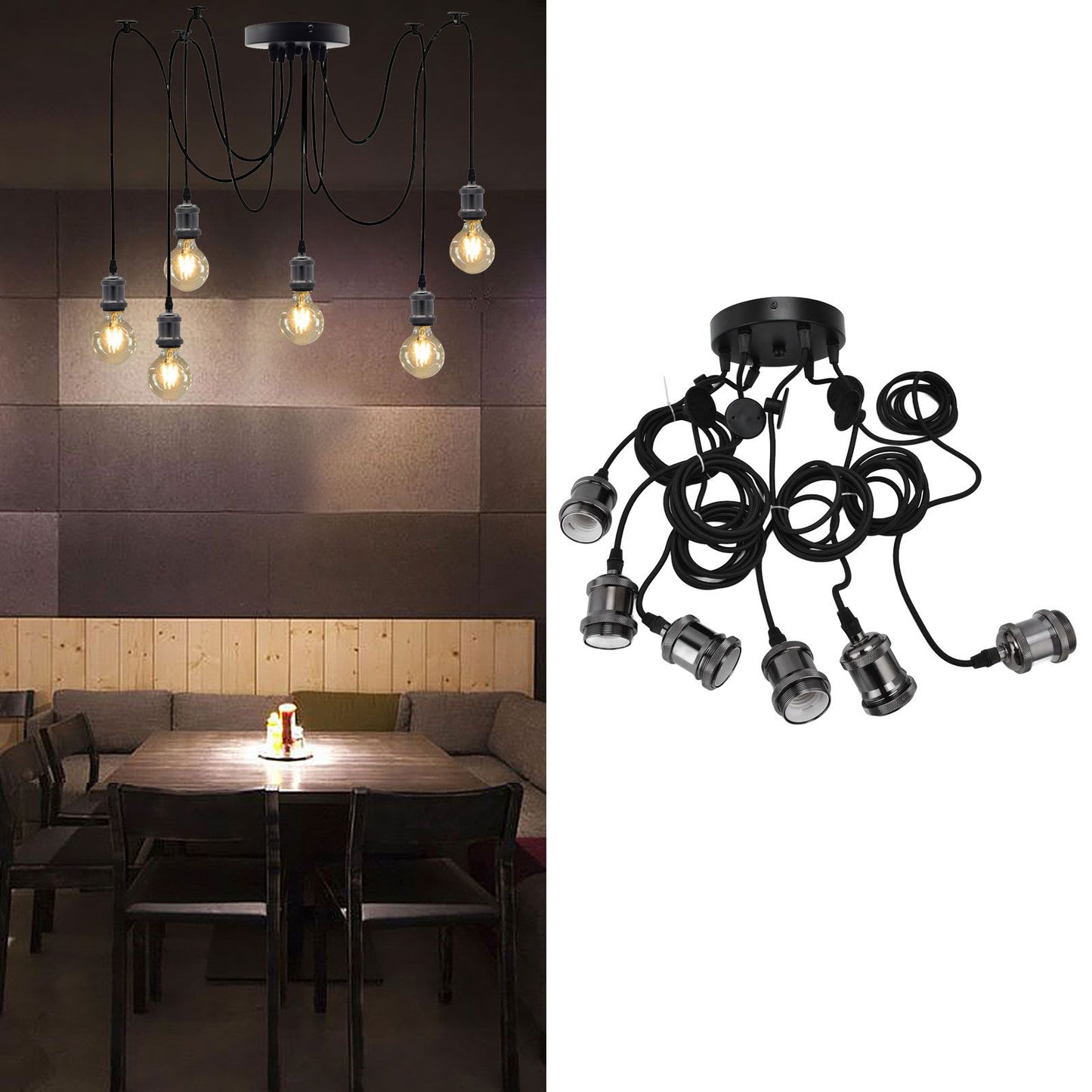 6 Arms Ajustable DIY Ceiling Spider Lamp Holder Retro Beautifully Classic Spider Pendent Lamps Holder