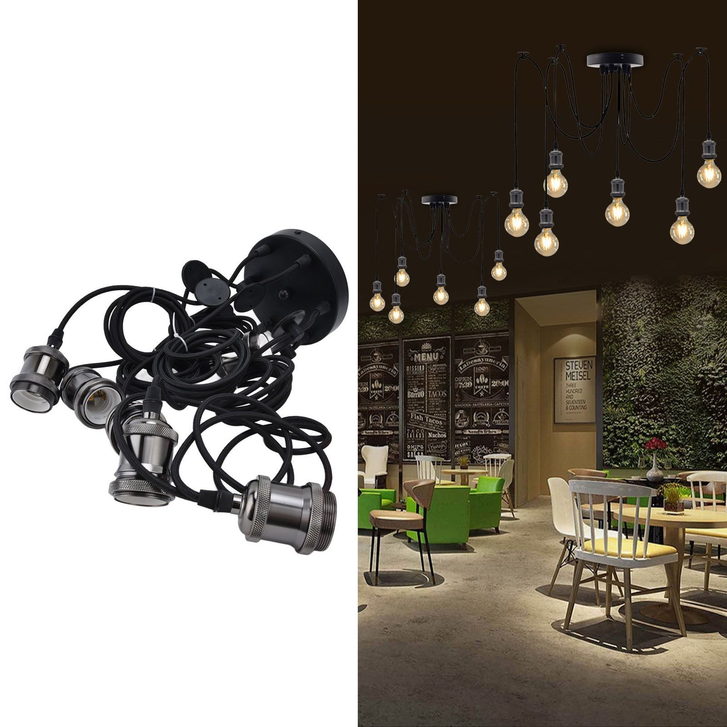 6 Arms Ajustable DIY Ceiling Spider Lamp Holder Retro Beautifully Classic Spider Pendent Lamps Holder
