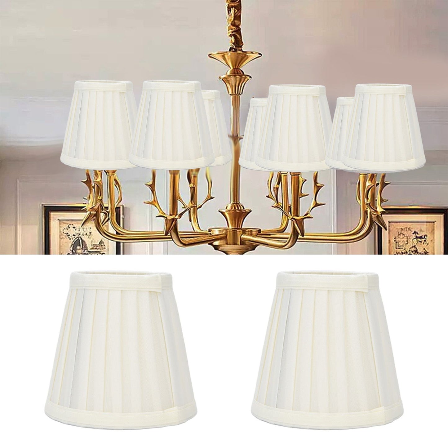 2 Pcs Double Small Lamp Shade Clip On Bulb Comfortable Material Barrel Fabric Lampshade for Table Chandelier Wall LampPX30