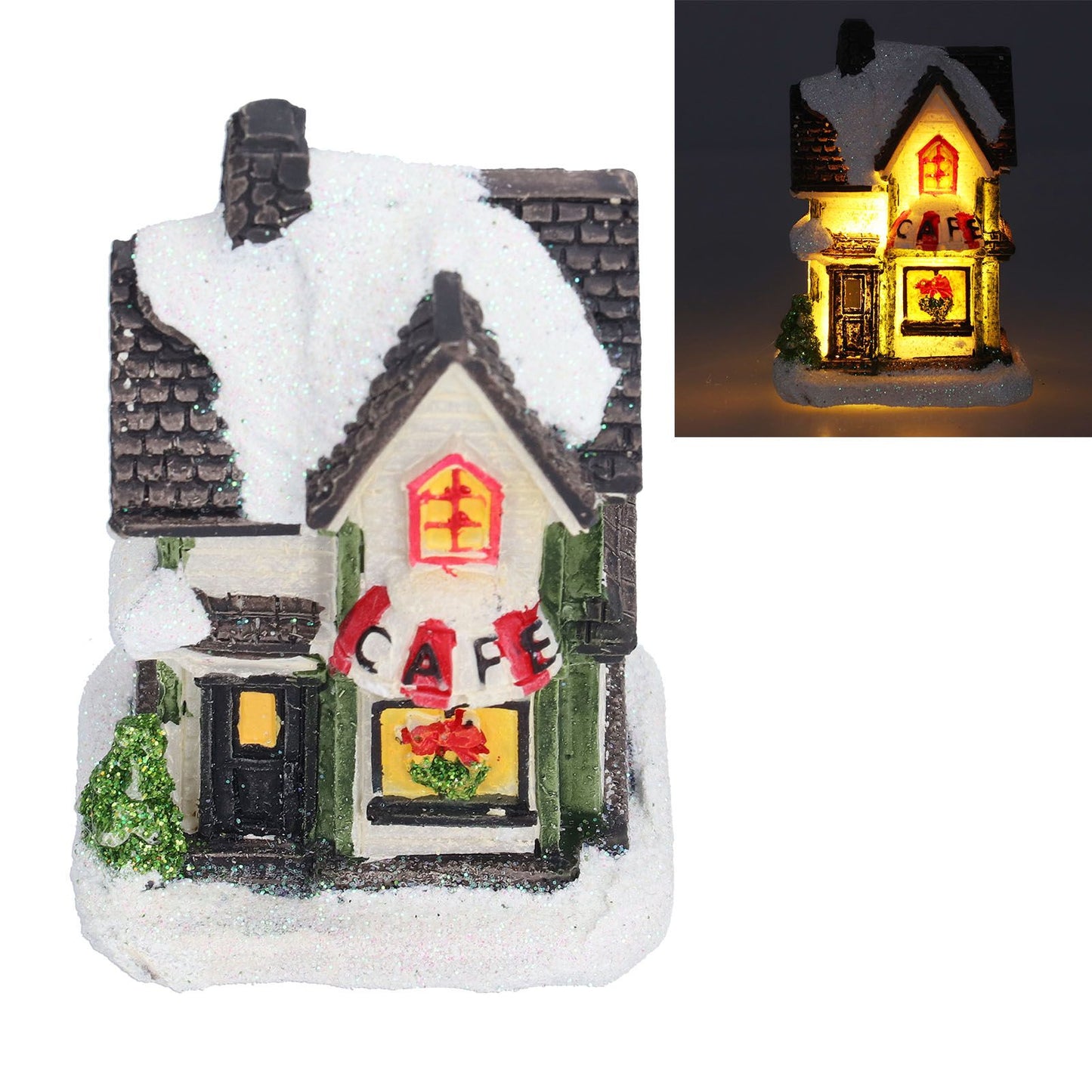 Christmas Village House LED Christmas Resin Light House with LED Light Battery Operated