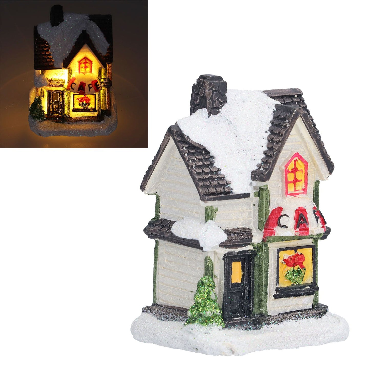 Christmas Village House LED Christmas Resin Light House with LED Light Battery Operated