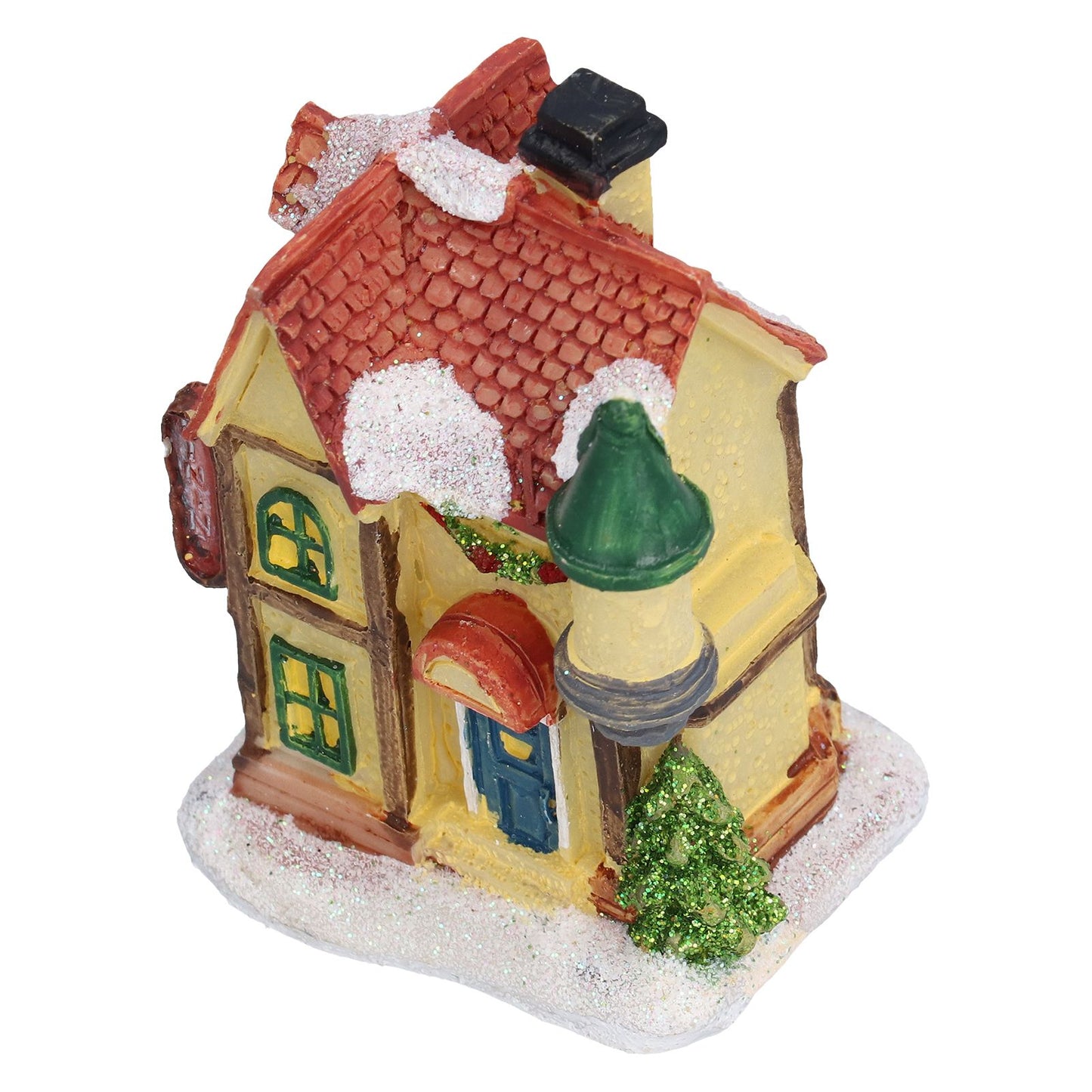 Christmas Resin House Christmas Scene Village Houses With LED Warm Light Battery Operate
