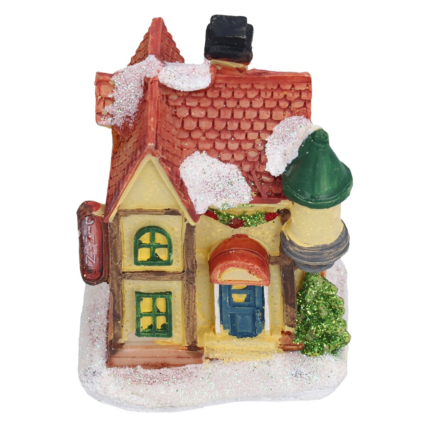 Christmas Resin House Christmas Scene Village Houses With LED Warm Light Battery Operate