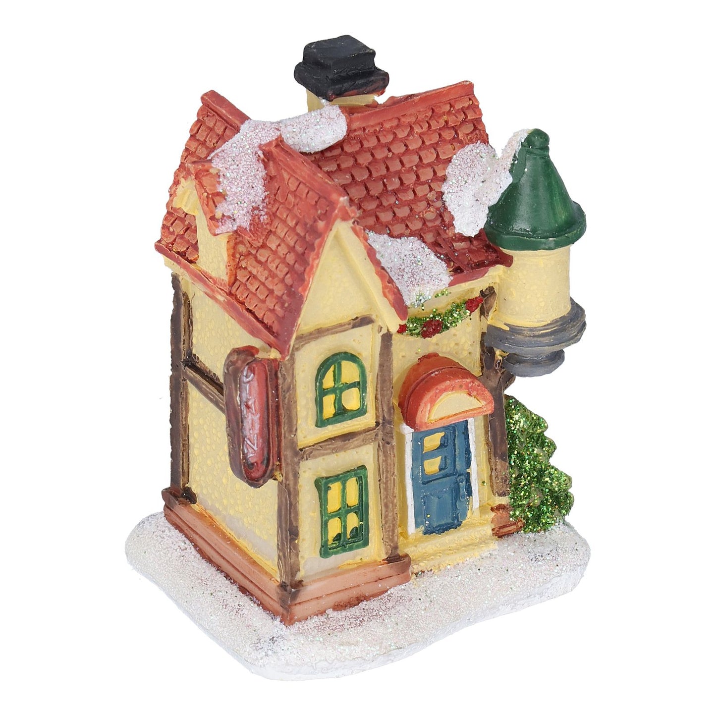 Christmas Resin House Christmas Scene Village Houses With LED Warm Light Battery Operate