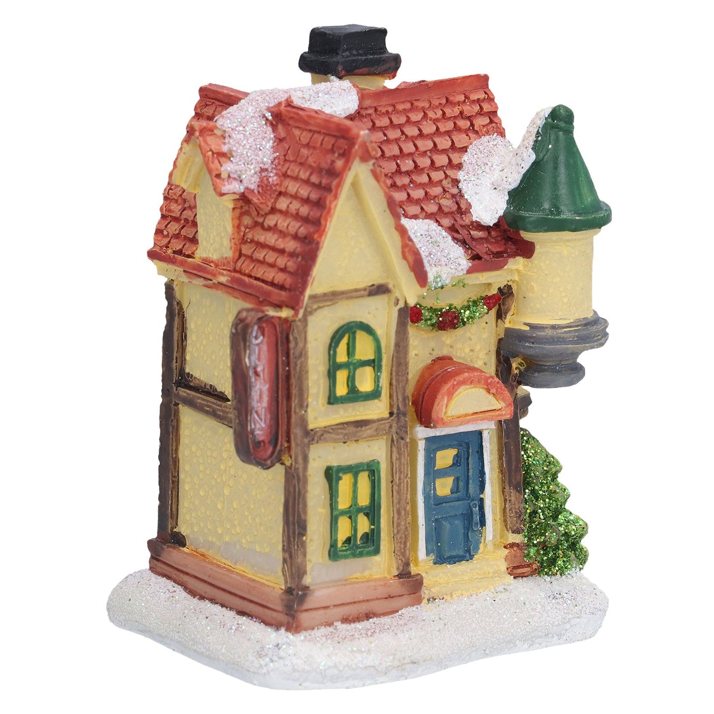 Christmas Resin House Christmas Scene Village Houses With LED Warm Light Battery Operate
