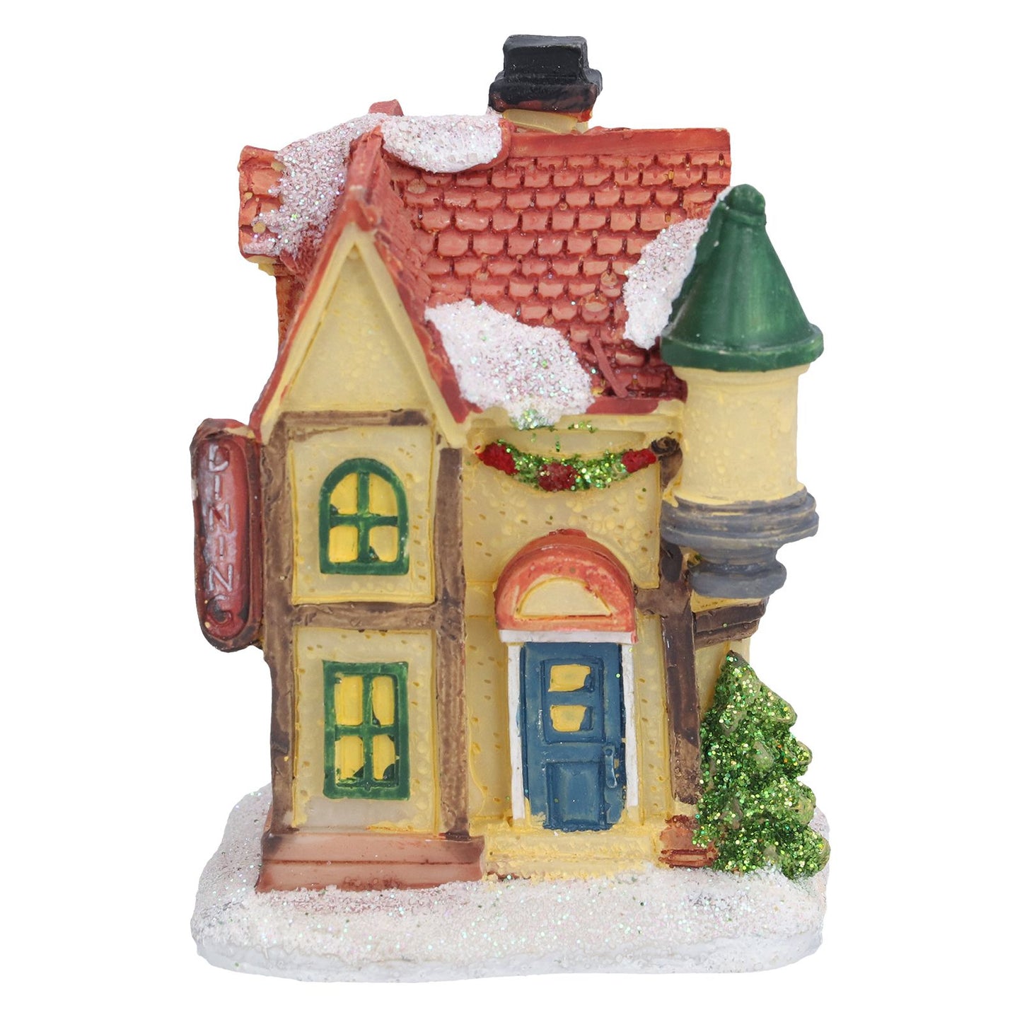 Christmas Resin House Christmas Scene Village Houses With LED Warm Light Battery Operate