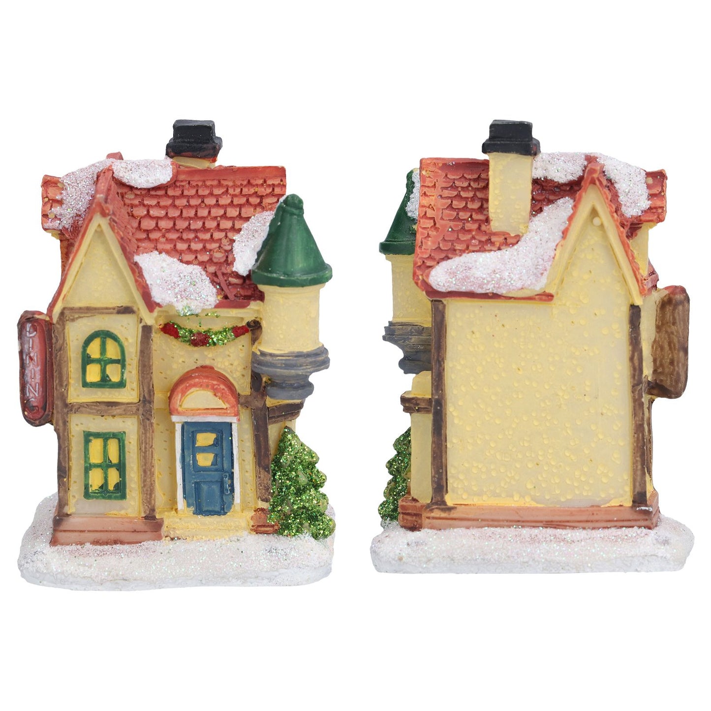 Christmas Resin House Christmas Scene Village Houses With LED Warm Light Battery Operate