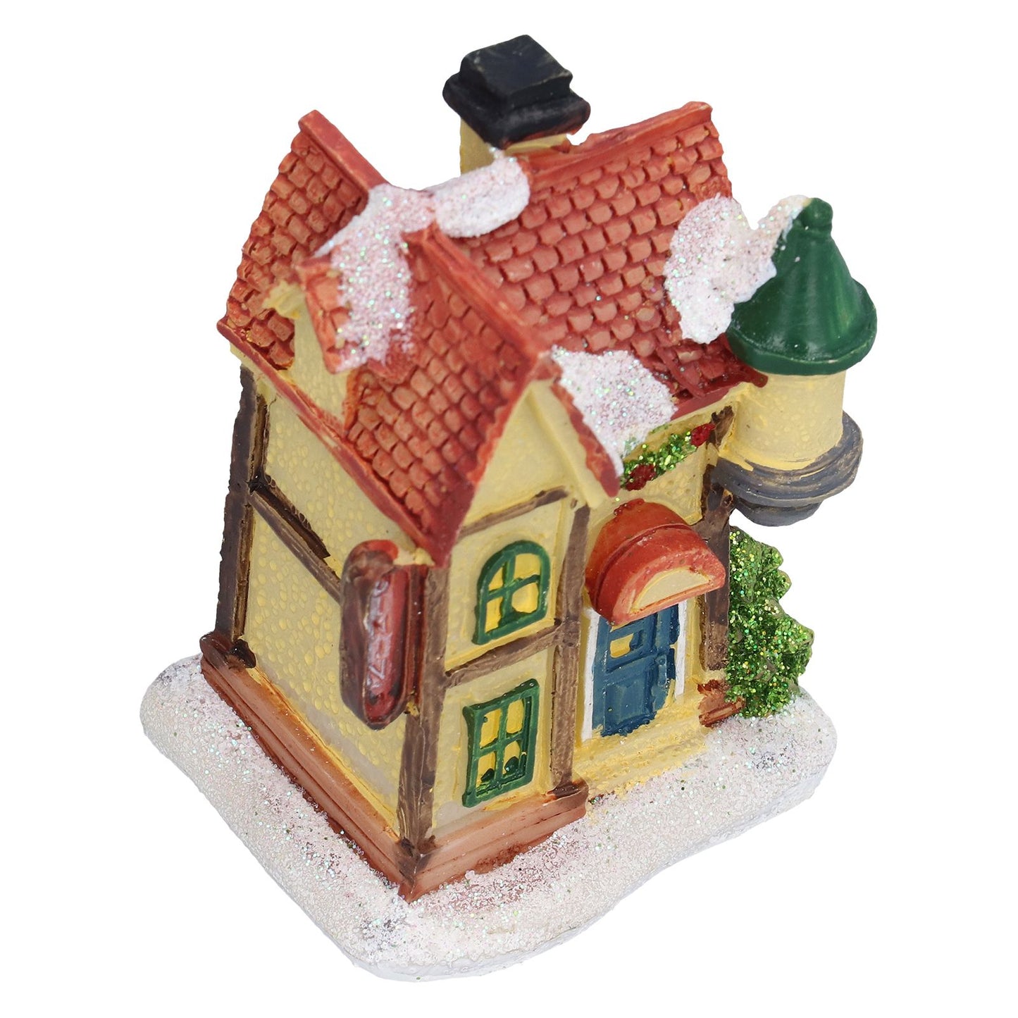 Christmas Resin House Christmas Scene Village Houses With LED Warm Light Battery Operate