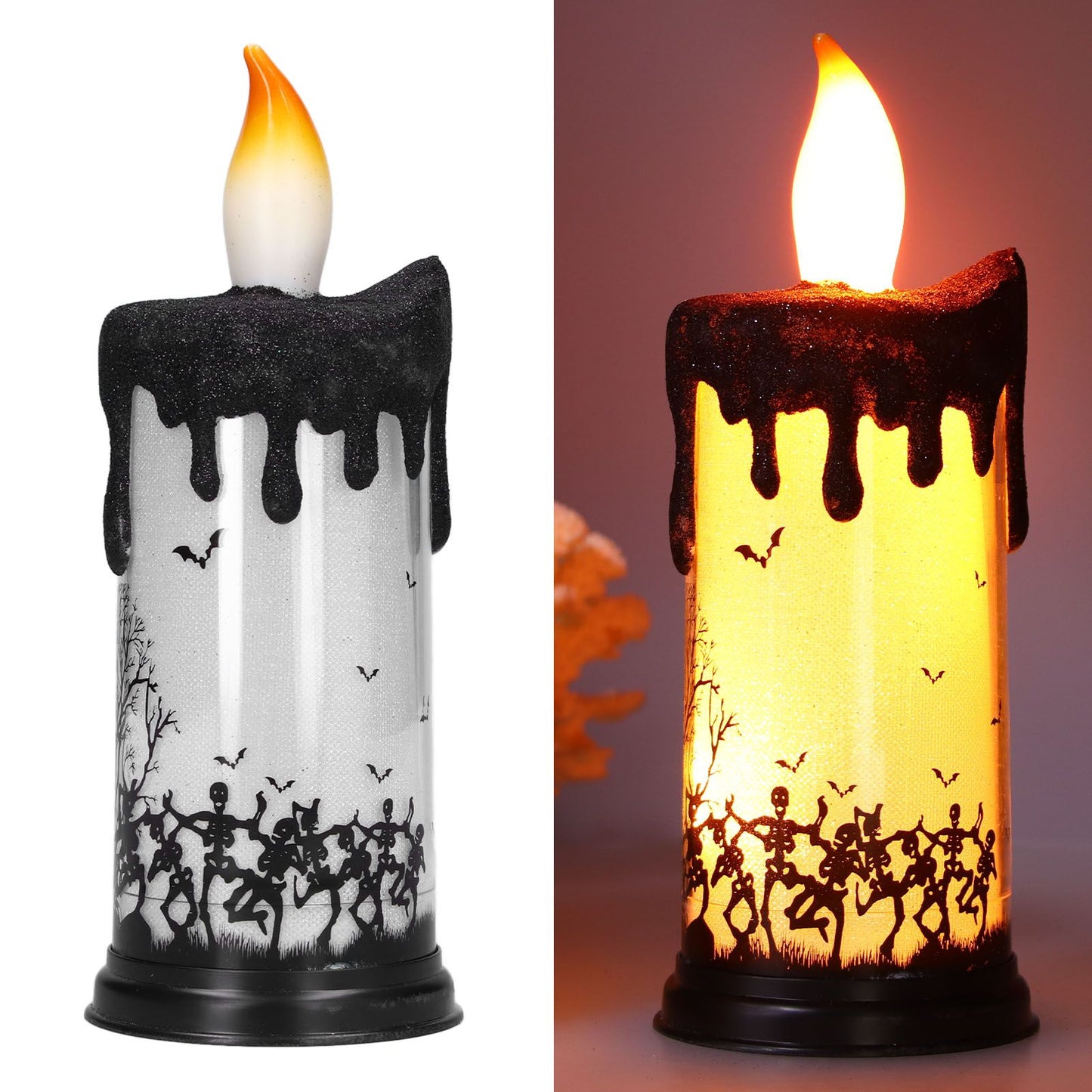 Halloween Snow Globe Candles Light LED Terrorist Decoration Electronic Candle Lamp for Party HolidayDancing Skeleton