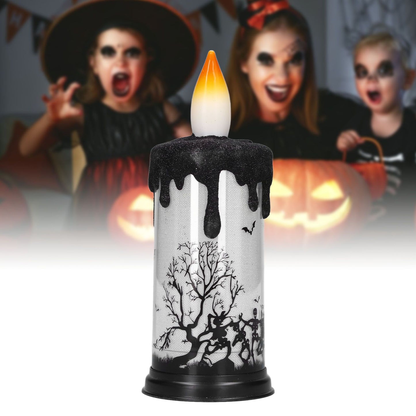 Halloween Snow Globe Candles Light LED Terrorist Decoration Electronic Candle Lamp for Party HolidayDancing Skeleton