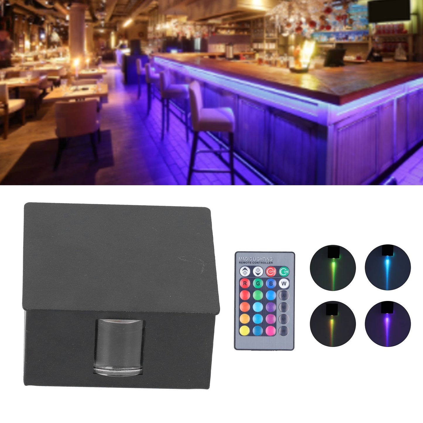 RGB Remote Control Wall Lamp 3W LED Modern Decorative Light for Living Room Hotel Villa KTV