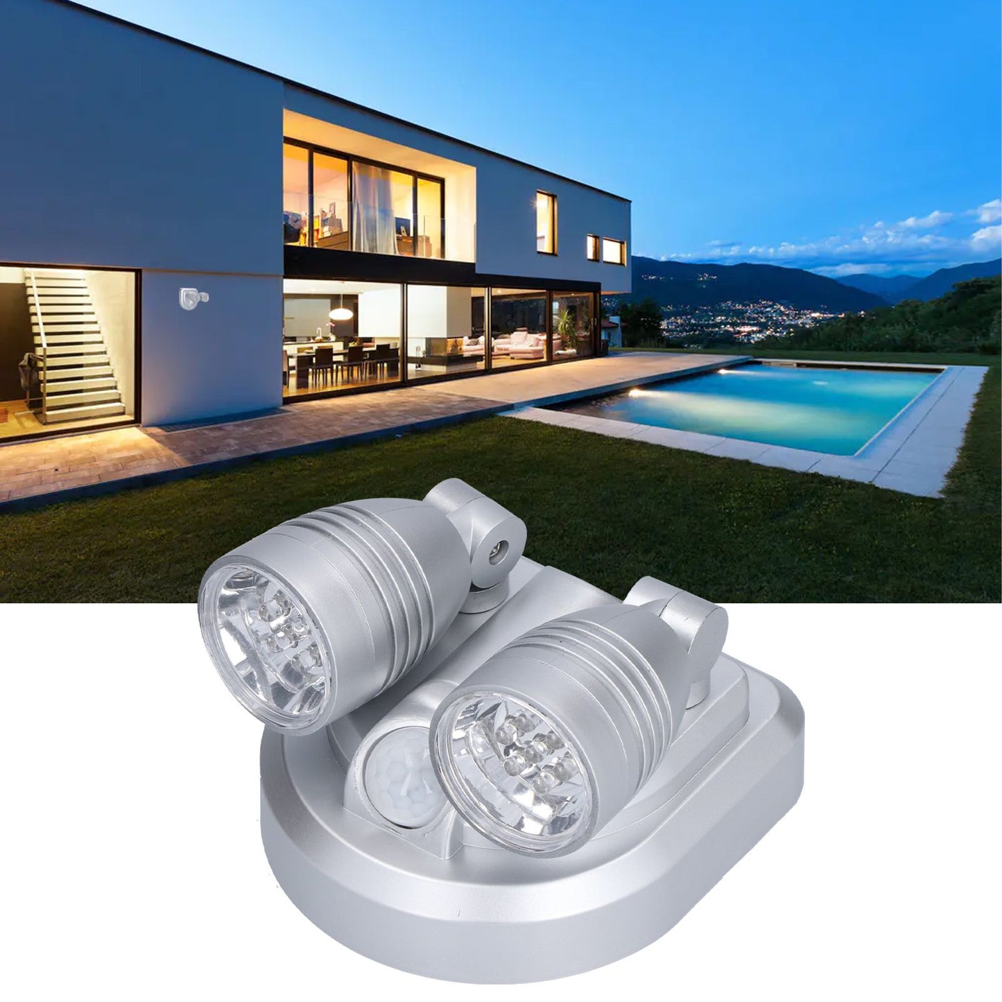 Adjustable Sensor Light Double Head Infrared Induction Motion Sensor Lamp LED Night Light
