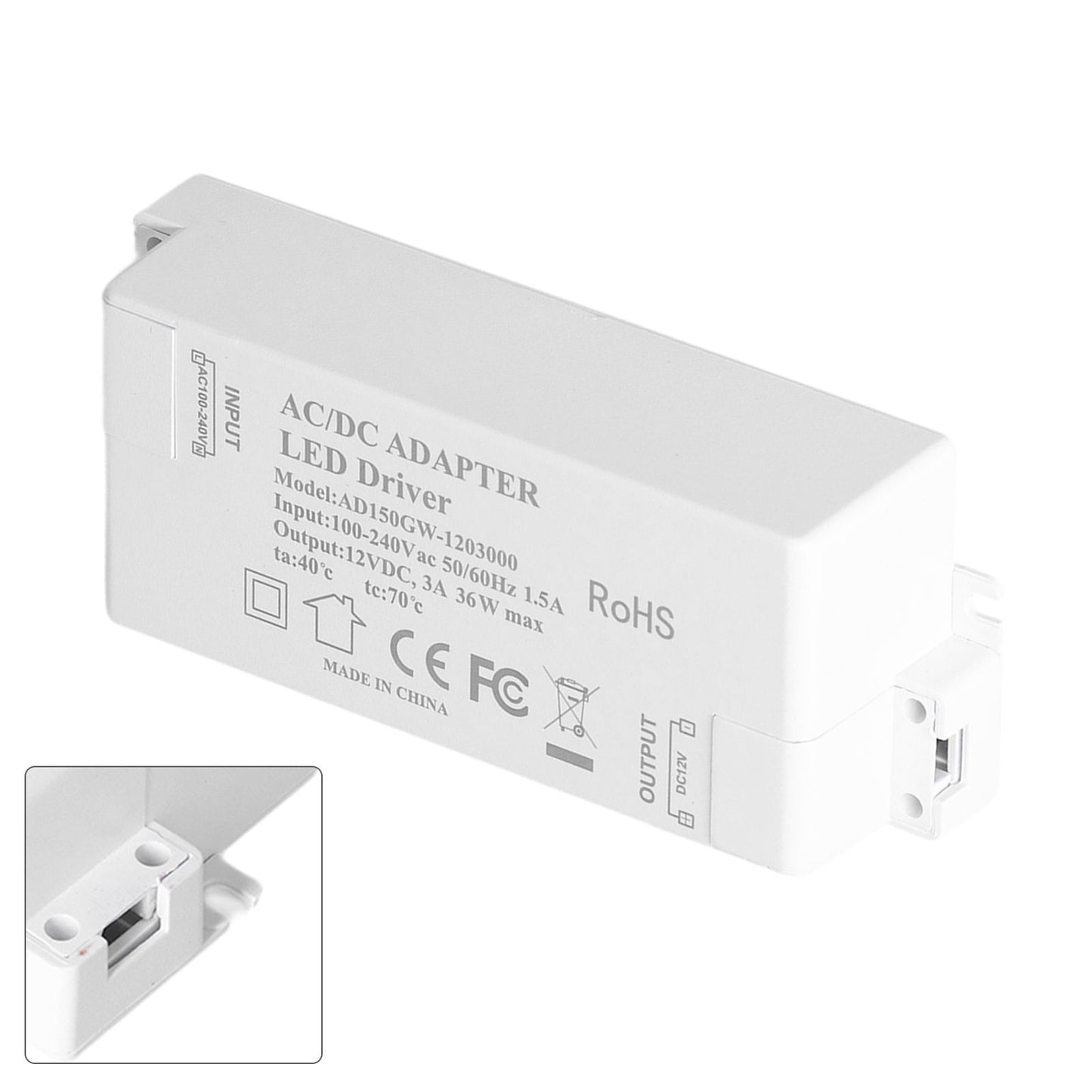 36W LED Driver Input AC100-240V Output DC12V 3A DIY Indoor Lamp Driver Transformer for G4 MR11 MR16