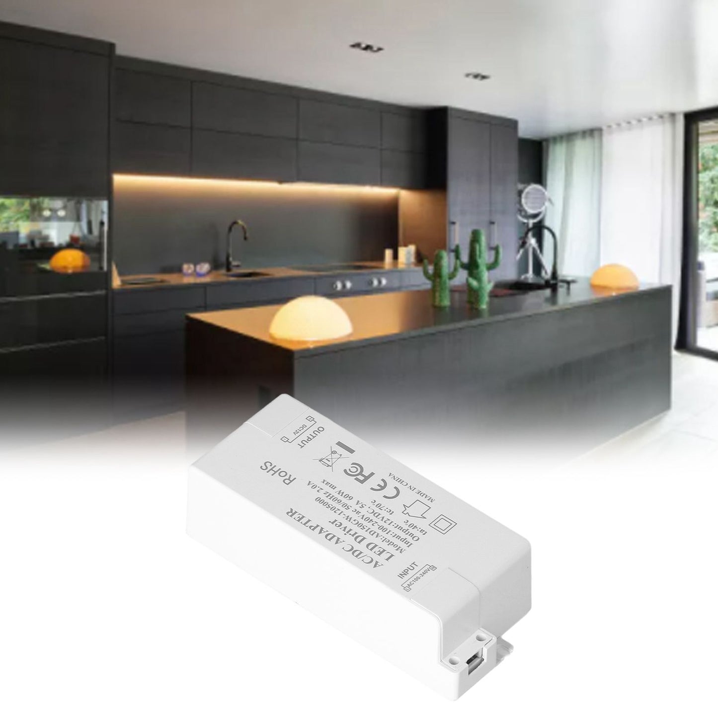 60W LED Driver Transformer Input AC100‑240V Output DC12V 5A DIY Lamp Drive Power Supply Accessory