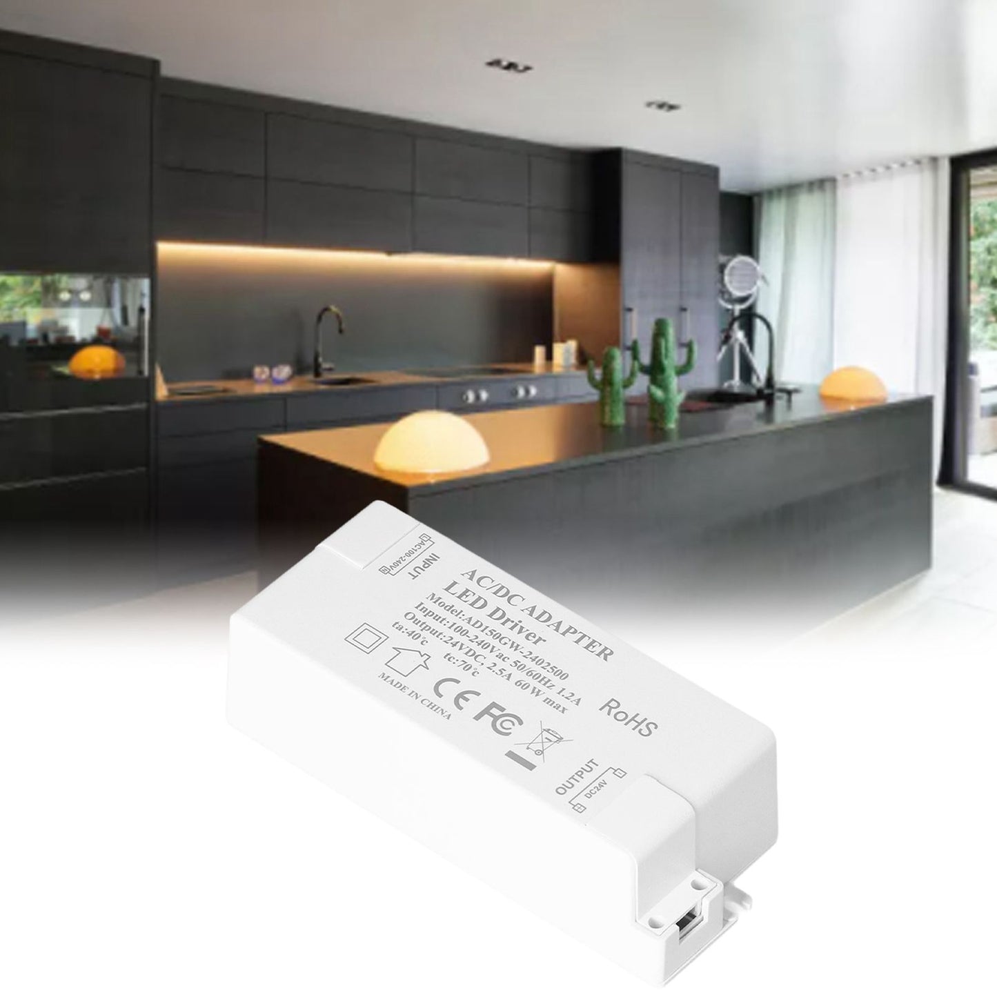 LED Driver DC24V 2.5A 60W LED Light Transformer DIY Lamp Driving Power Supply AC100‑240V