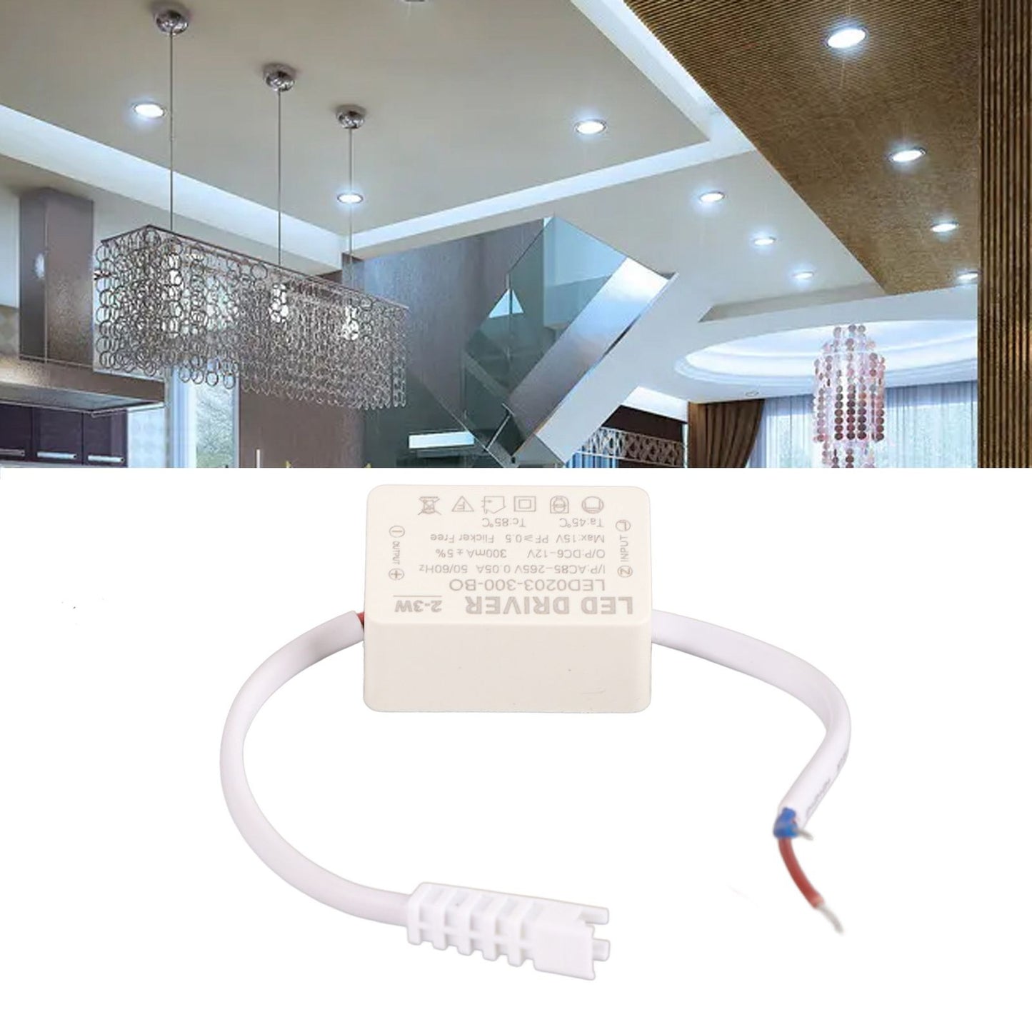 LED Driver Constant Current 300mA High Power AC 85‑265V Output 6‑12V DC Connector for LED Lamp Products