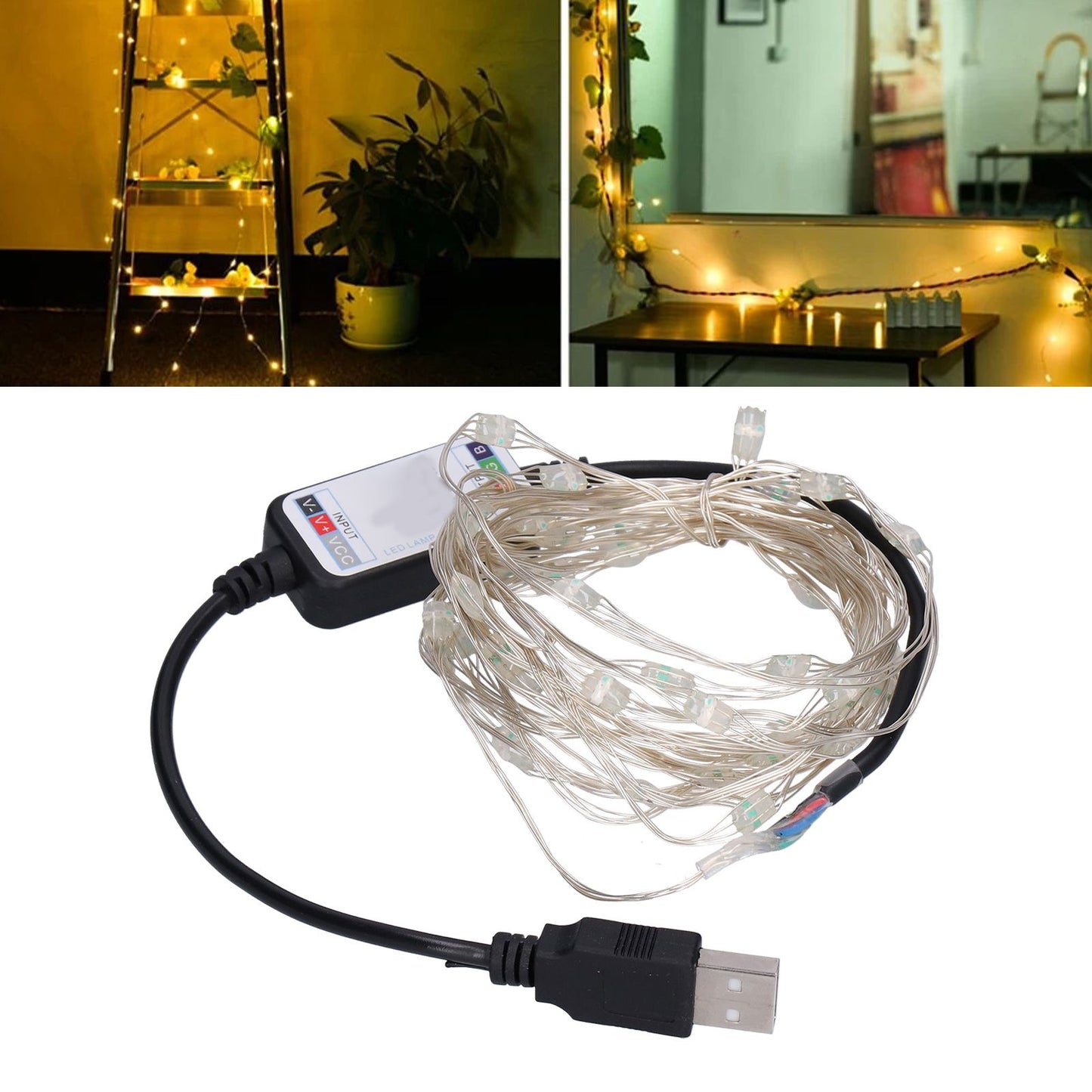 String Lights USB LED Colorful RGB Waterproof Copper Wire Music Light String Christmas Decoration Light5m 50 Lights