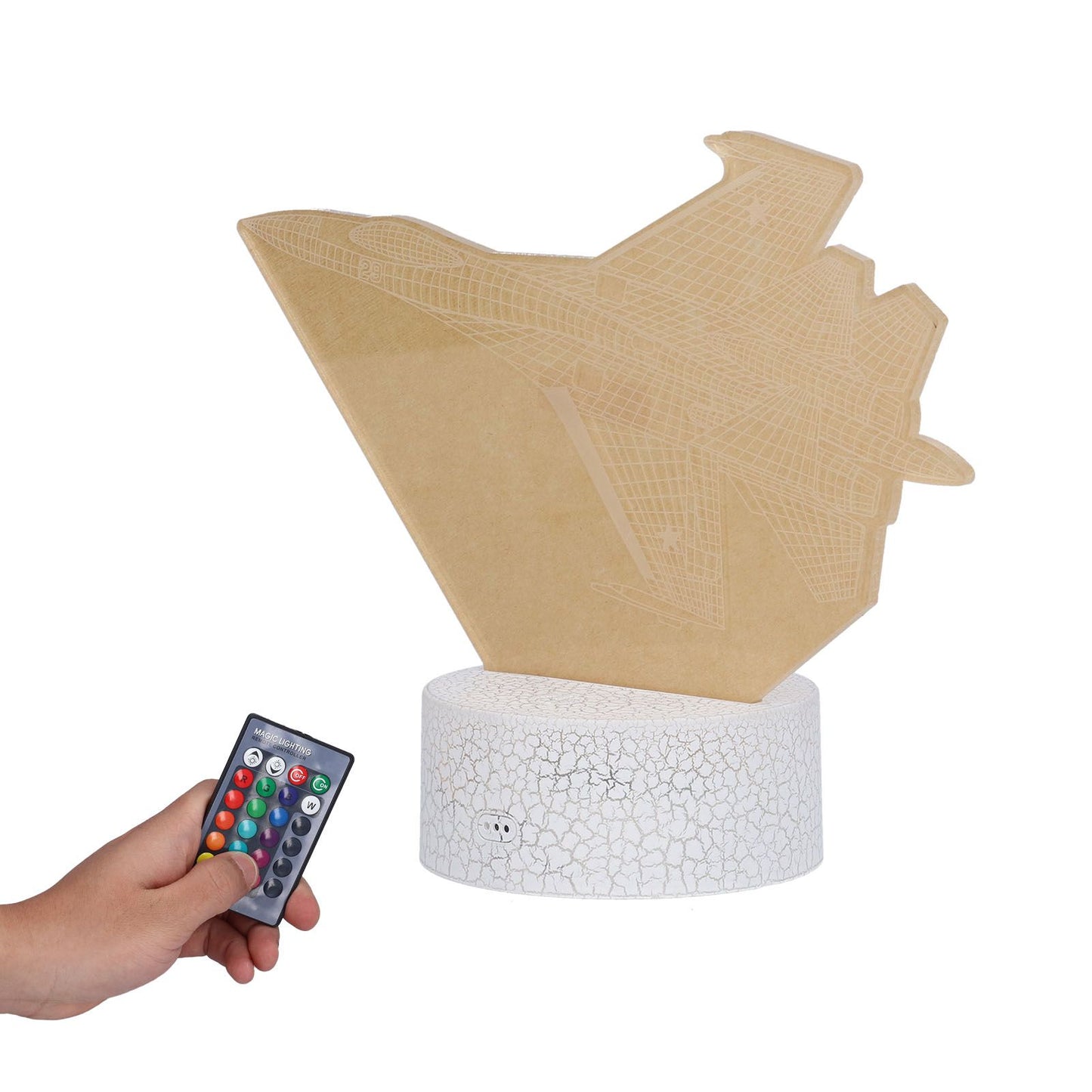 3D Lamp 16 Colors 4 Flashing Modes Dimmable Touch Remote Fighter Night Light Toy for Boys Girls