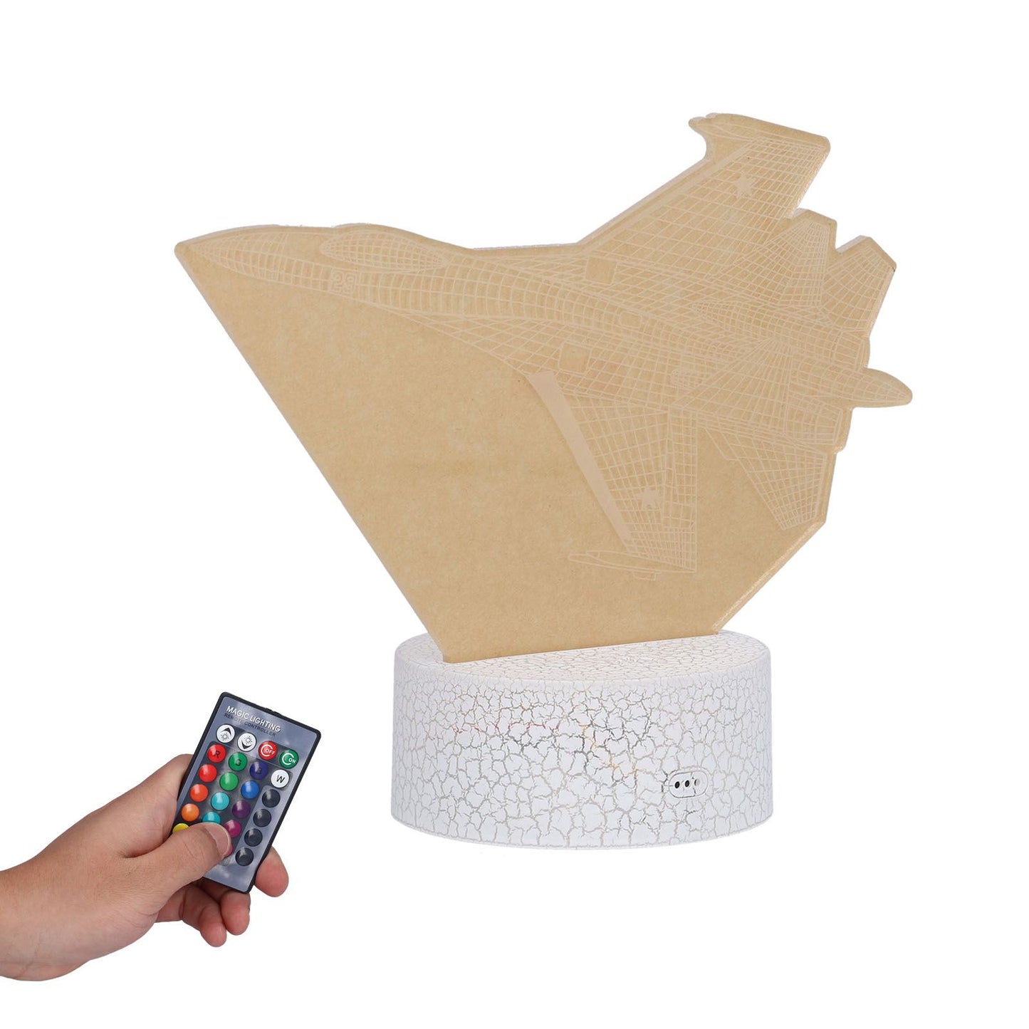 3D Lamp 16 Colors 4 Flashing Modes Dimmable Touch Remote Fighter Night Light Toy for Boys Girls