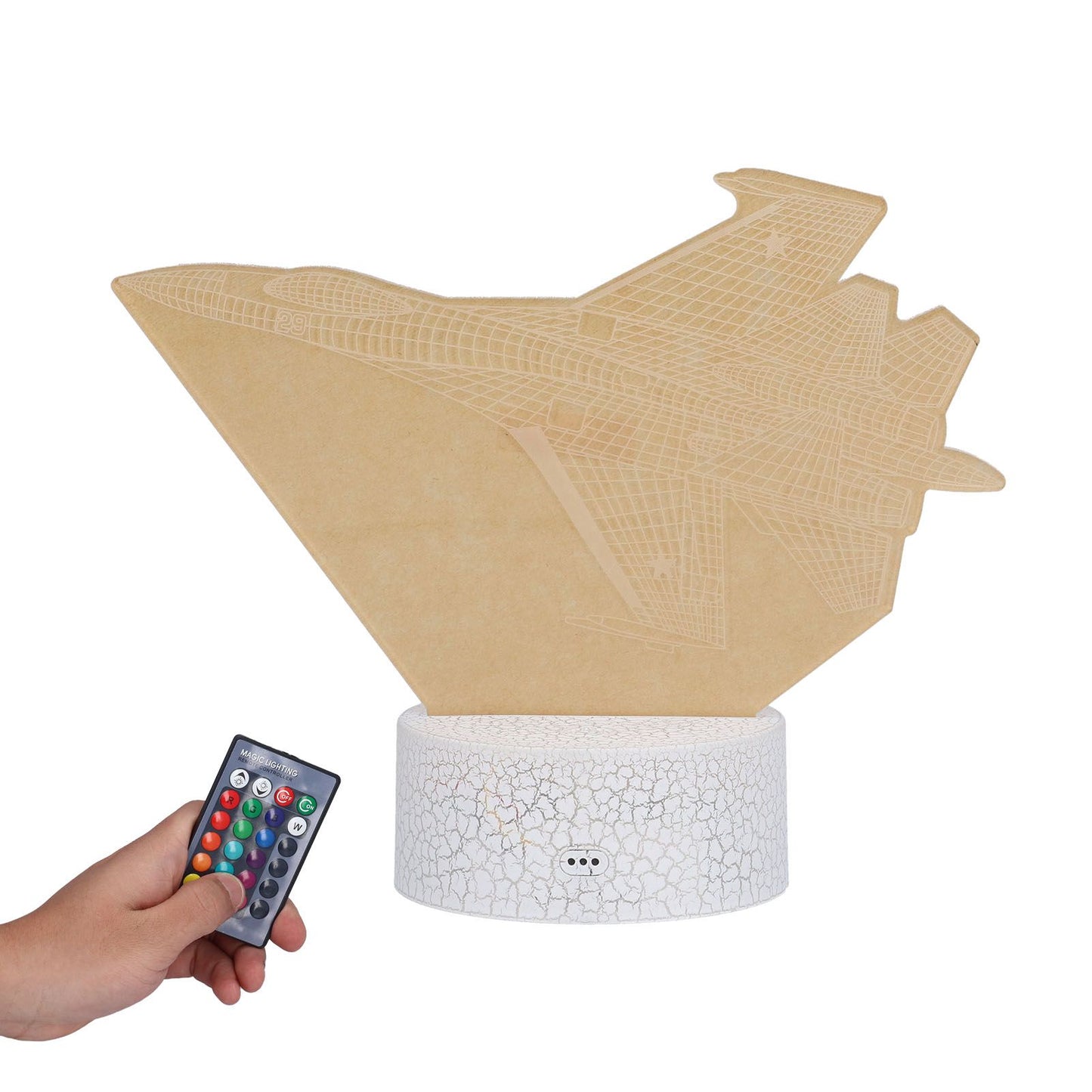 3D Lamp 16 Colors 4 Flashing Modes Dimmable Touch Remote Fighter Night Light Toy for Boys Girls