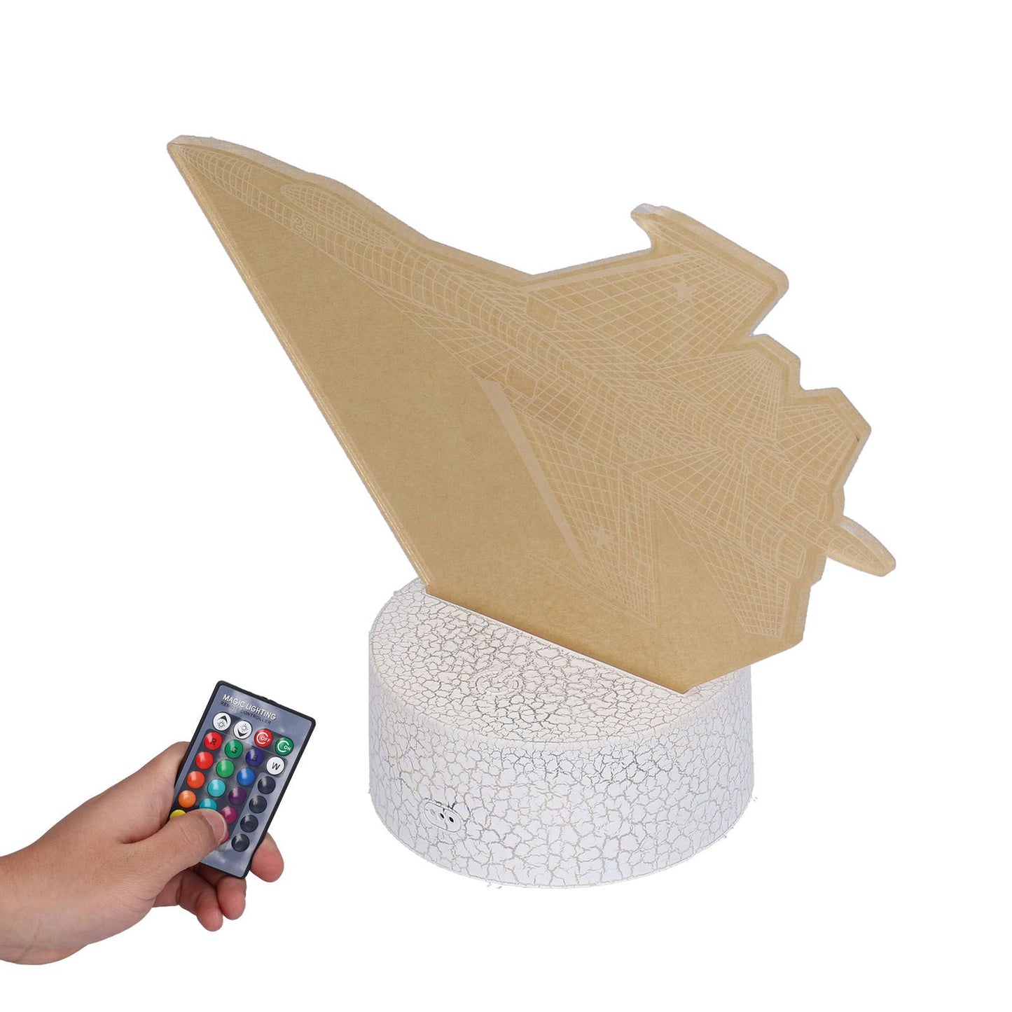 3D Lamp 16 Colors 4 Flashing Modes Dimmable Touch Remote Fighter Night Light Toy for Boys Girls