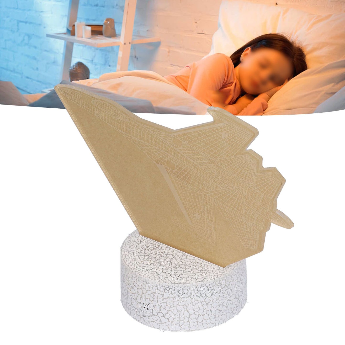 3D Lamp 16 Colors 4 Flashing Modes Dimmable Touch Remote Fighter Night Light Toy for Boys Girls