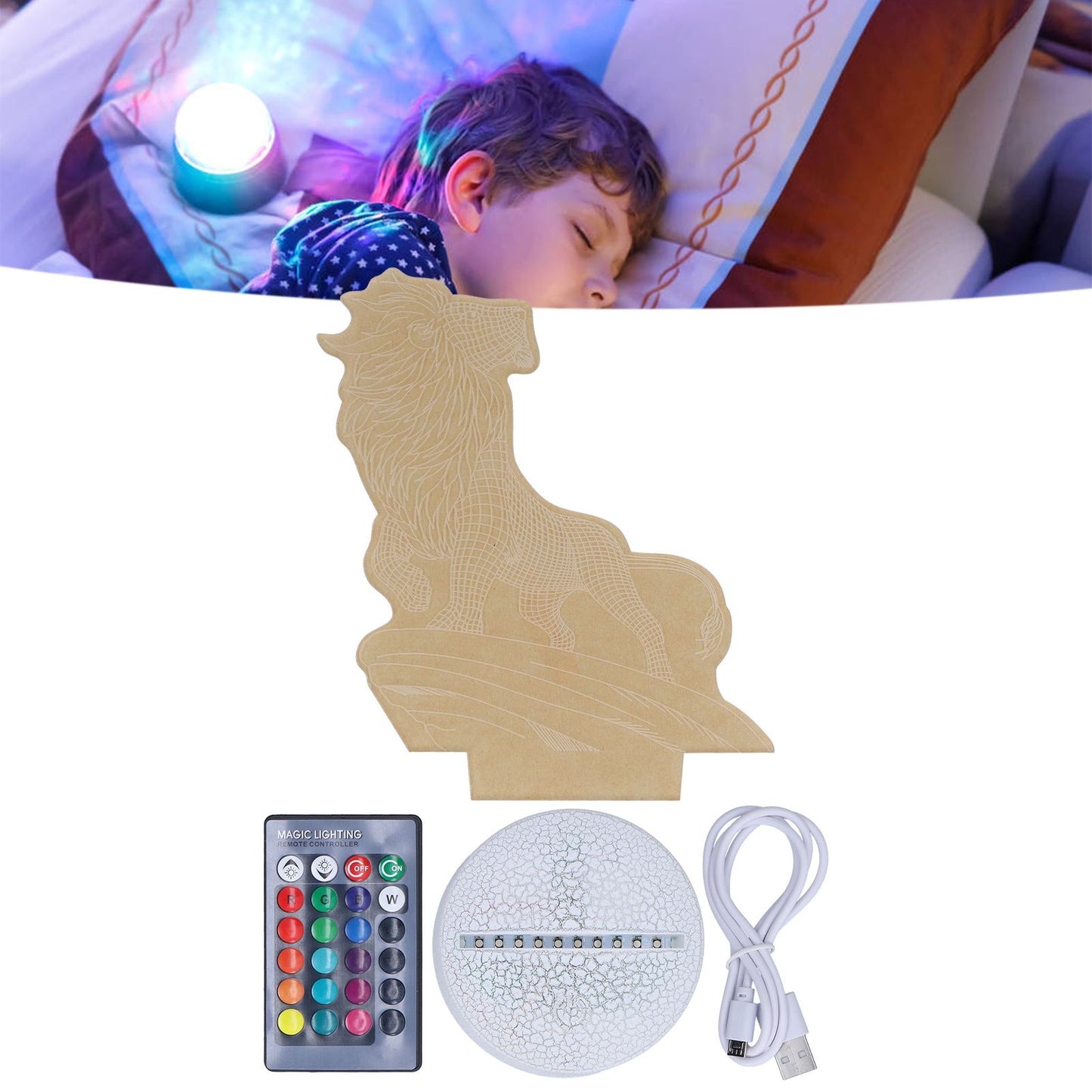 3D Night Light Dimmable 3D Illusion Lamp with 16 Color Changes Remote Control Smart Touch for Kids