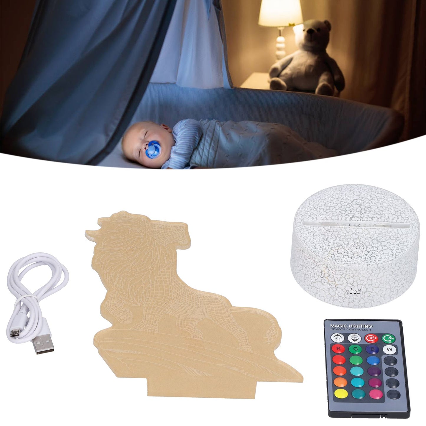 3D Night Light Dimmable 3D Illusion Lamp with 16 Color Changes Remote Control Smart Touch for Kids