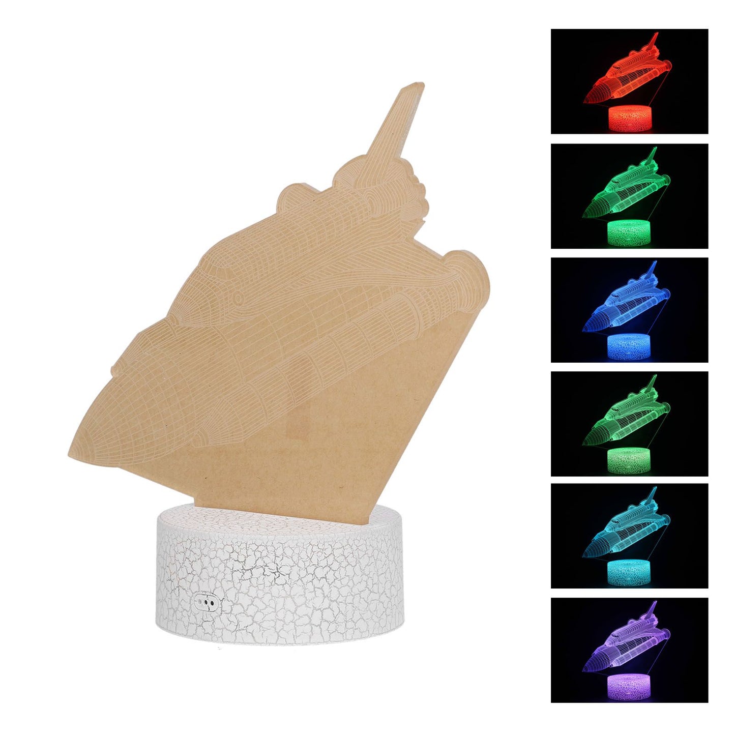 3D Night Light 16 Colors Dimmable 4 Flash Modes Remote Control Touch Switch Spaceship Series Lamp Gift for Kids