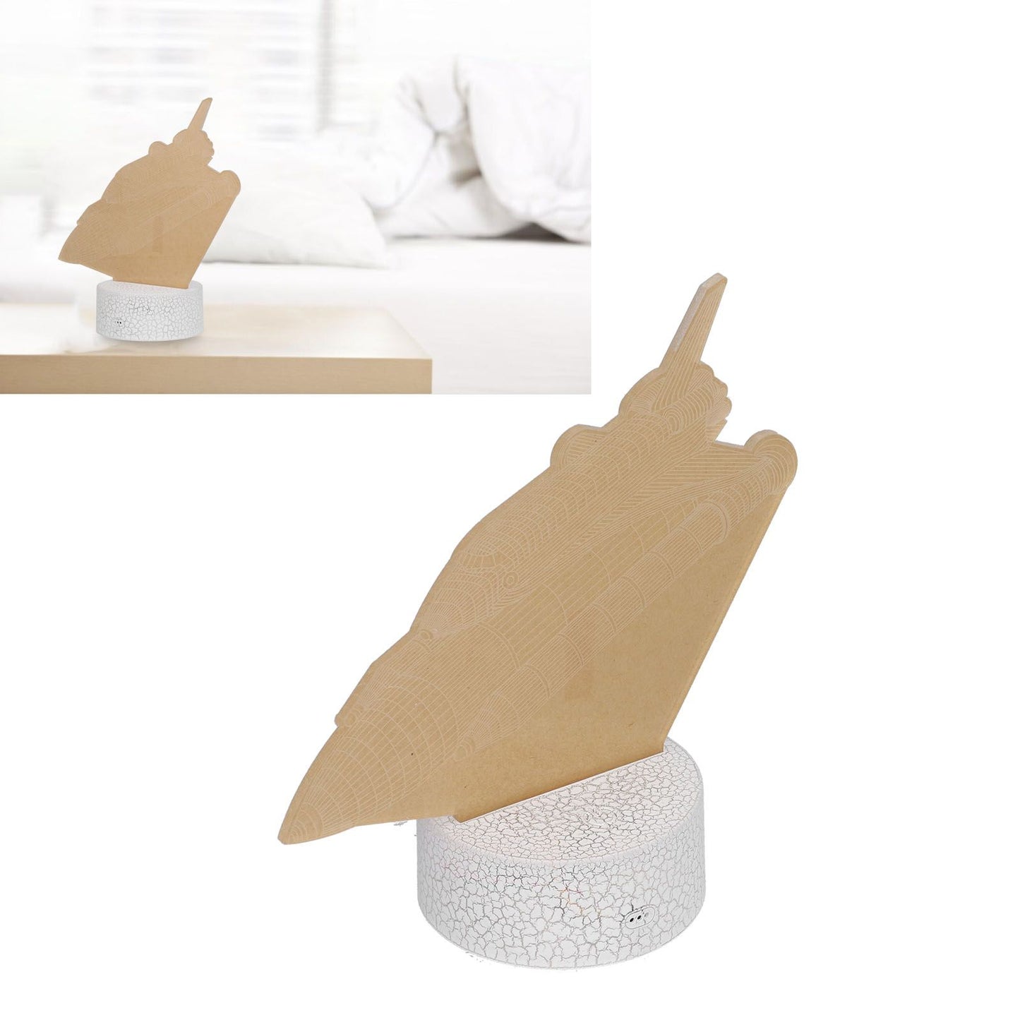 3D Night Light 16 Colors Dimmable 4 Flash Modes Remote Control Touch Switch Spaceship Series Lamp Gift for Kids