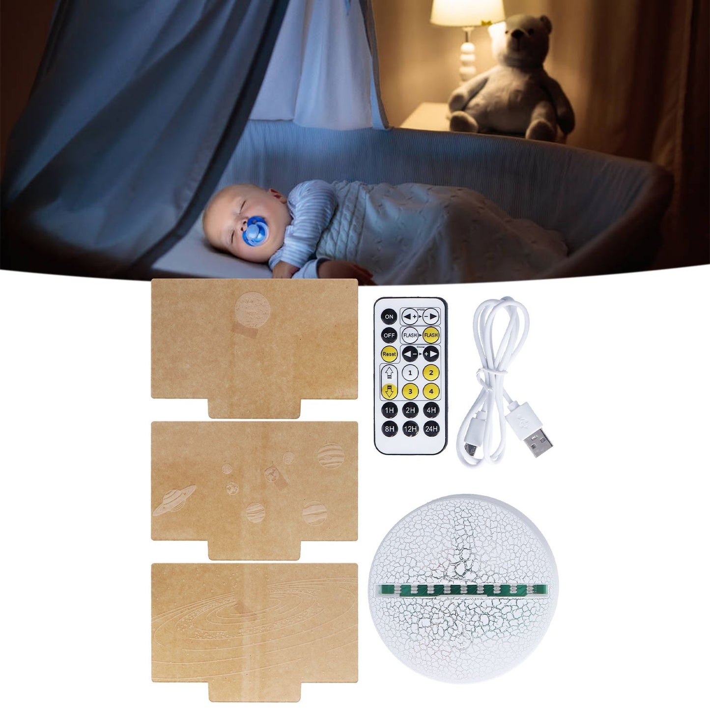 3D Night Light 16 Colors Dimmable Remote Control Smart Touch 3D Lamp for Birthday Gifts