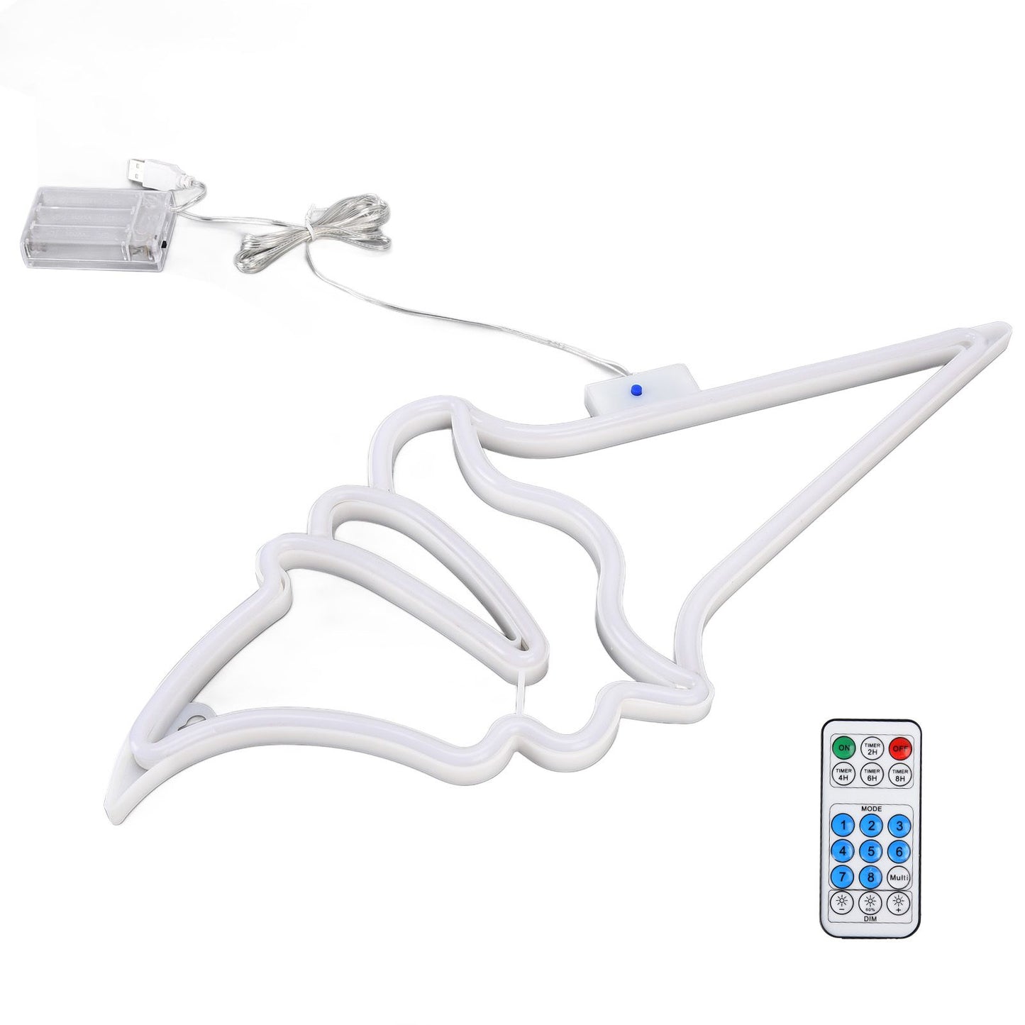 LED Neon Light Ice Cream Waterproof Battery USB Powered Hangable Decorative Remote Control Neon Sign for Home Party(White Blue )