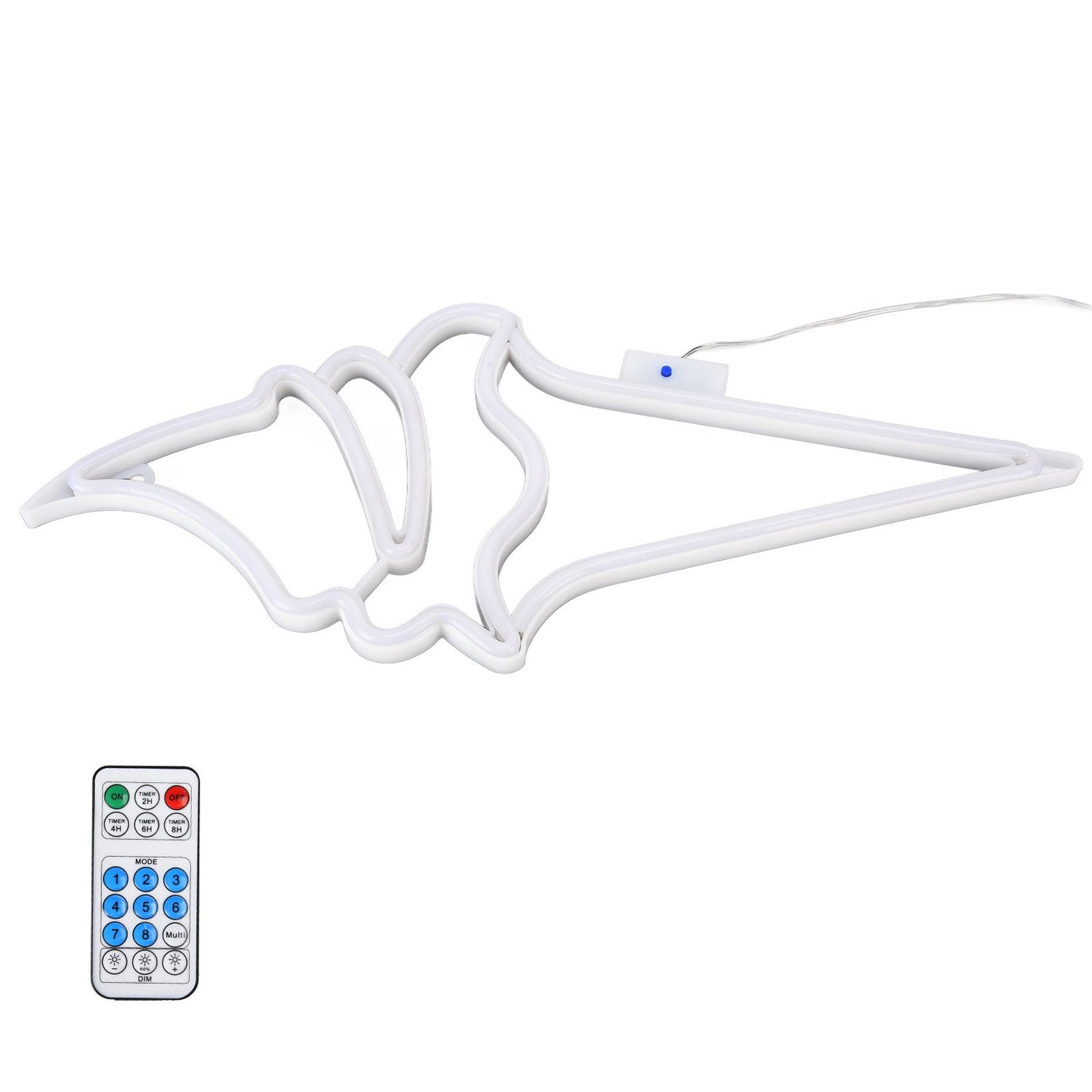 LED Neon Light Ice Cream Waterproof Battery USB Powered Hangable Decorative Remote Control Neon Sign for Home Party(White Blue )