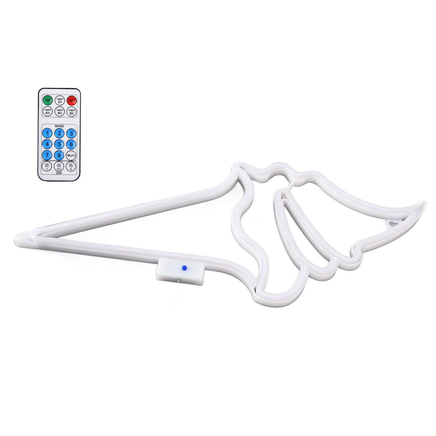 LED Neon Light Ice Cream Waterproof Battery USB Powered Hangable Decorative Remote Control Neon Sign for Home Party(White Blue )