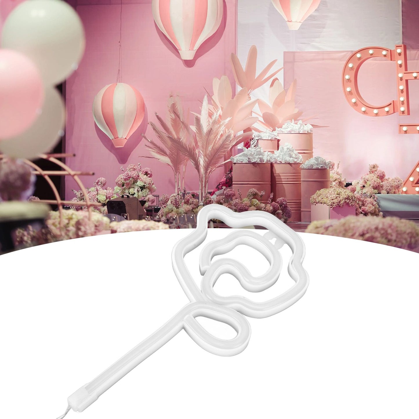 Neon Lights Rose Flower Style Valentine's Day Proposal Wedding Confession Scene Home Decoration LightsPink Light Green Light