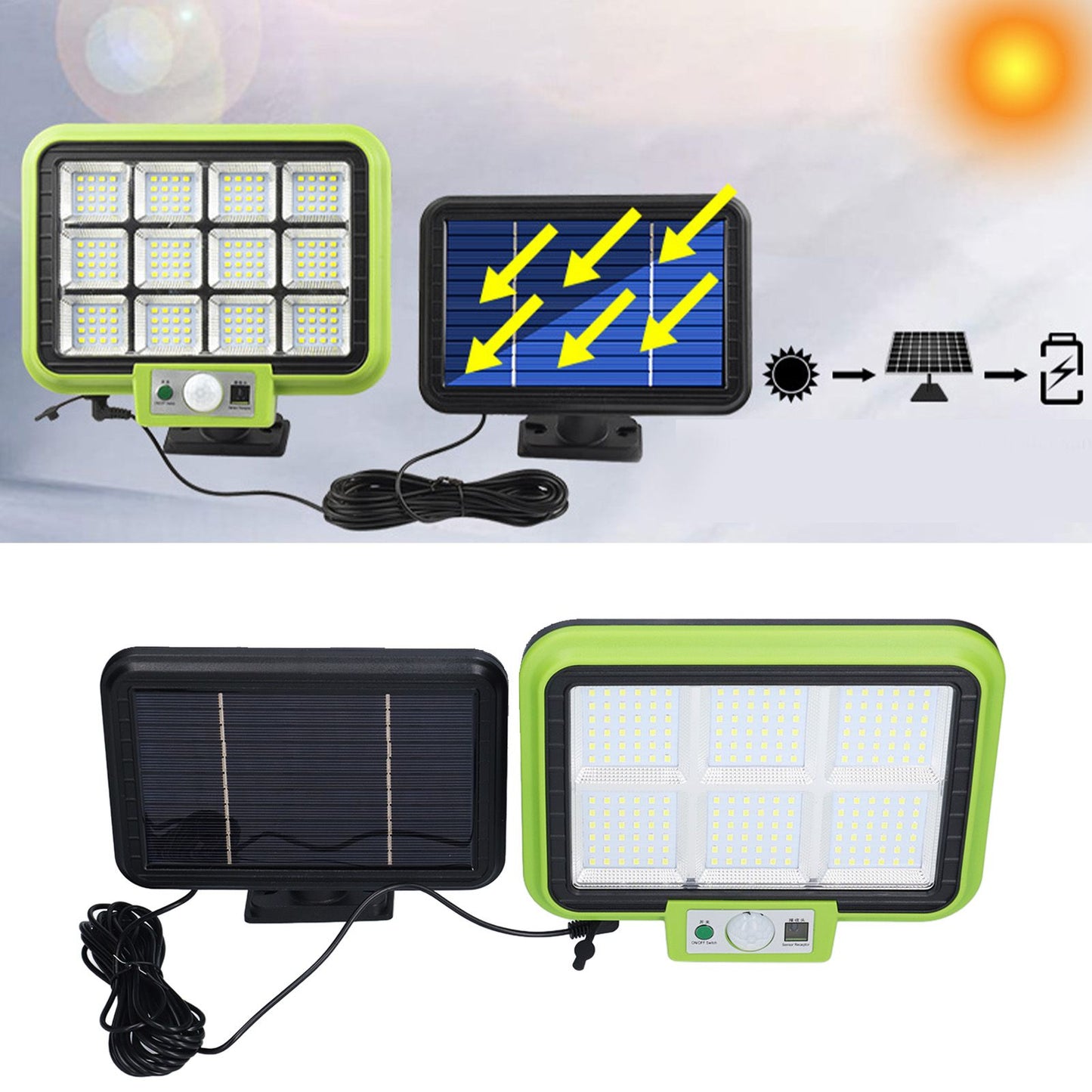 Solar Light Rotatable Panels Rechargeable Battery Motion Sensor Function Waterproof Lighting Device for Yards