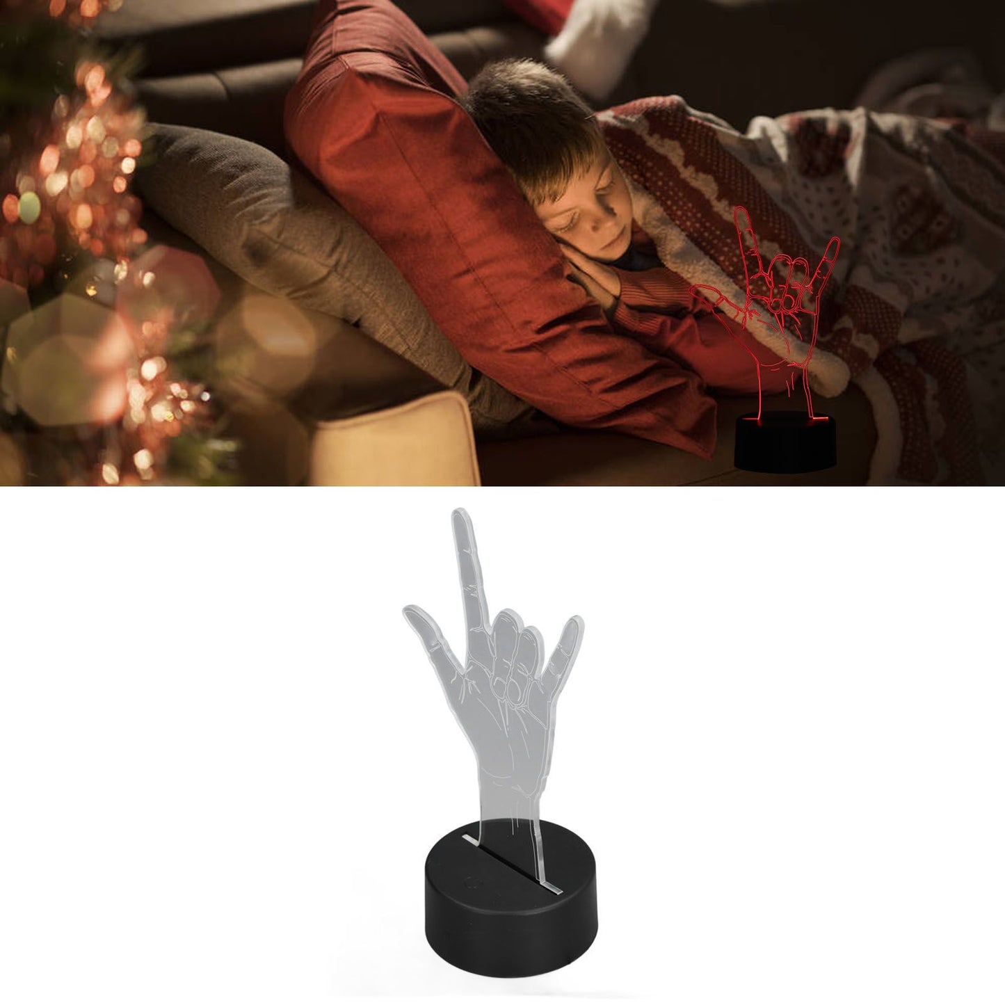 3D Sign Language I Love You Night Light Touch Control Adjustable USB Or Battery Powered Night Light for Valentine's Day