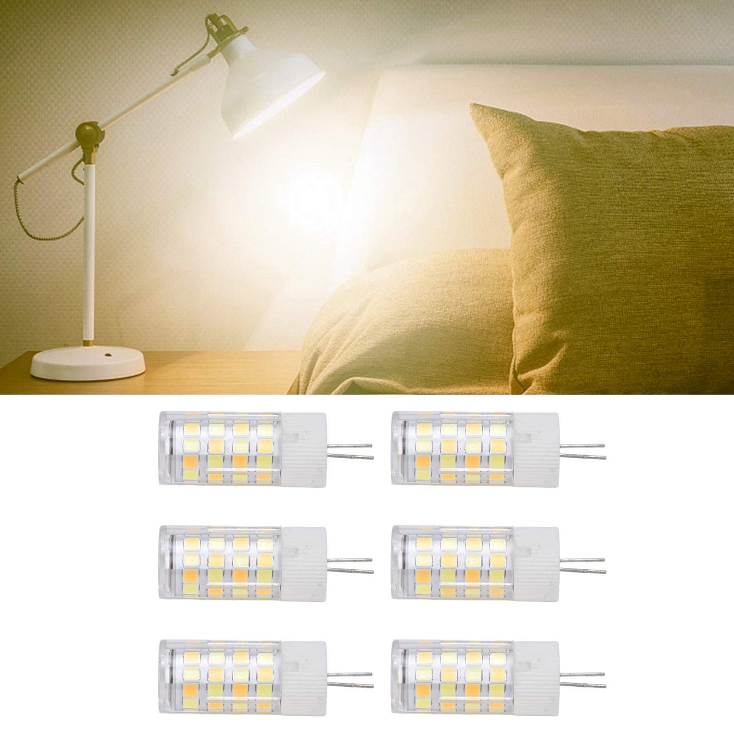 6PCS G4 Light Bulb 3 Light Color 220V Small Ceiling Lamp Bulb Wall Lamp Bulb for Home OfficeG4 5W 52LED