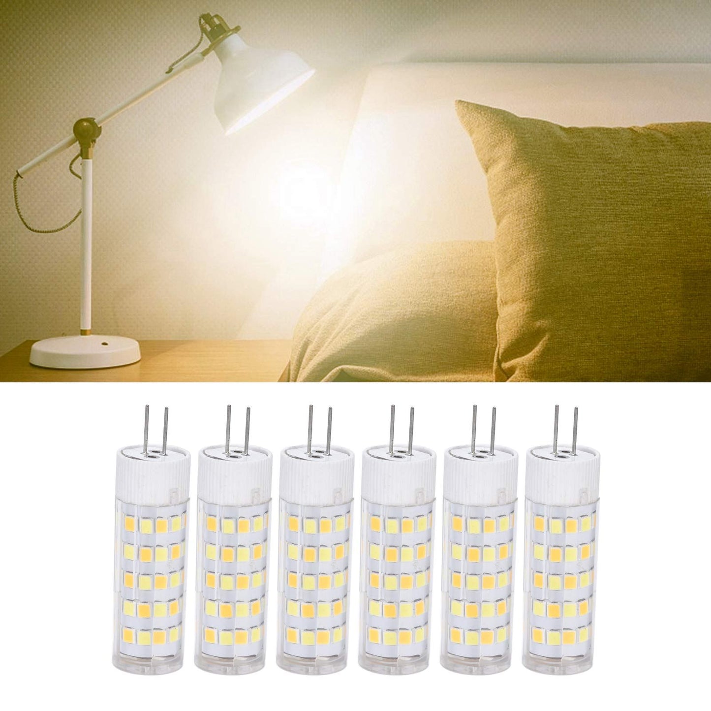 6PCS G4 Light Bulb 3 Light Color 220V Small Ceiling Lamp Bulb Wall Lamp Bulb for Home OfficeG4 7W 64LED