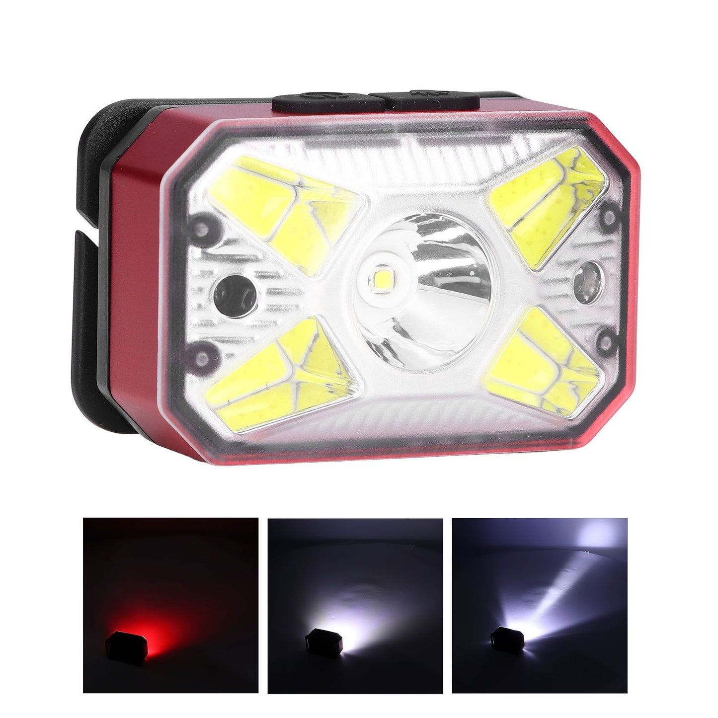 LED Headlight Outdoor COB Induction Headlight USB Charging Head Flashlight for Night RunningRed