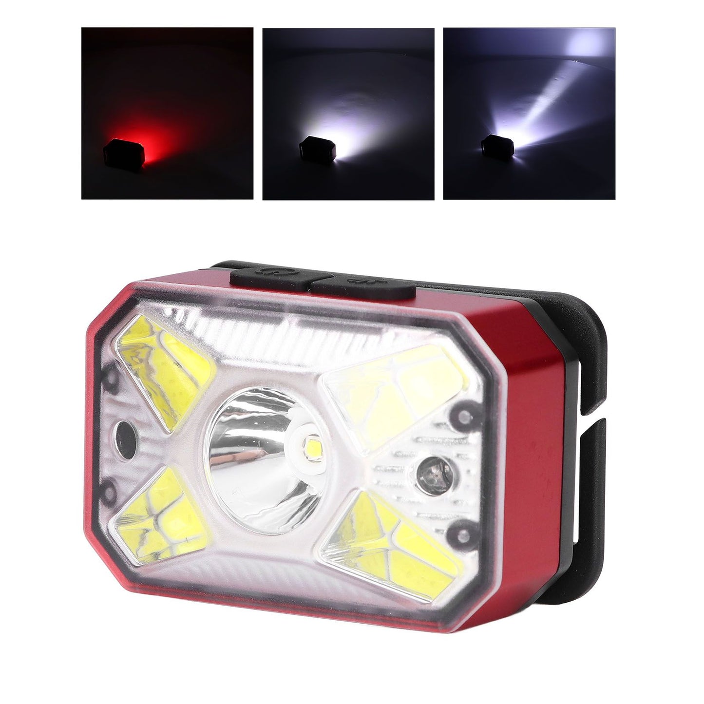 LED Headlight Outdoor COB Induction Headlight USB Charging Head Flashlight for Night RunningRed